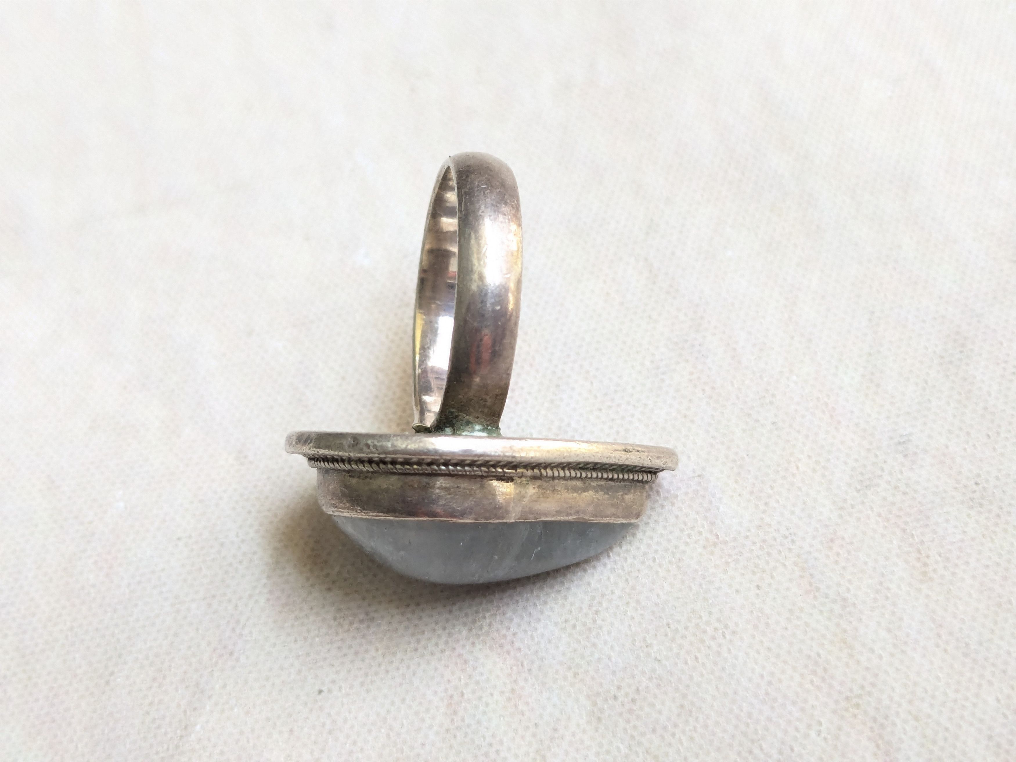 Jewelry × Vintage Sterling Silver Ring Blue Moonstone Pear Teardrop 7.75 Size ONE SIZE - 7 Thumbnail