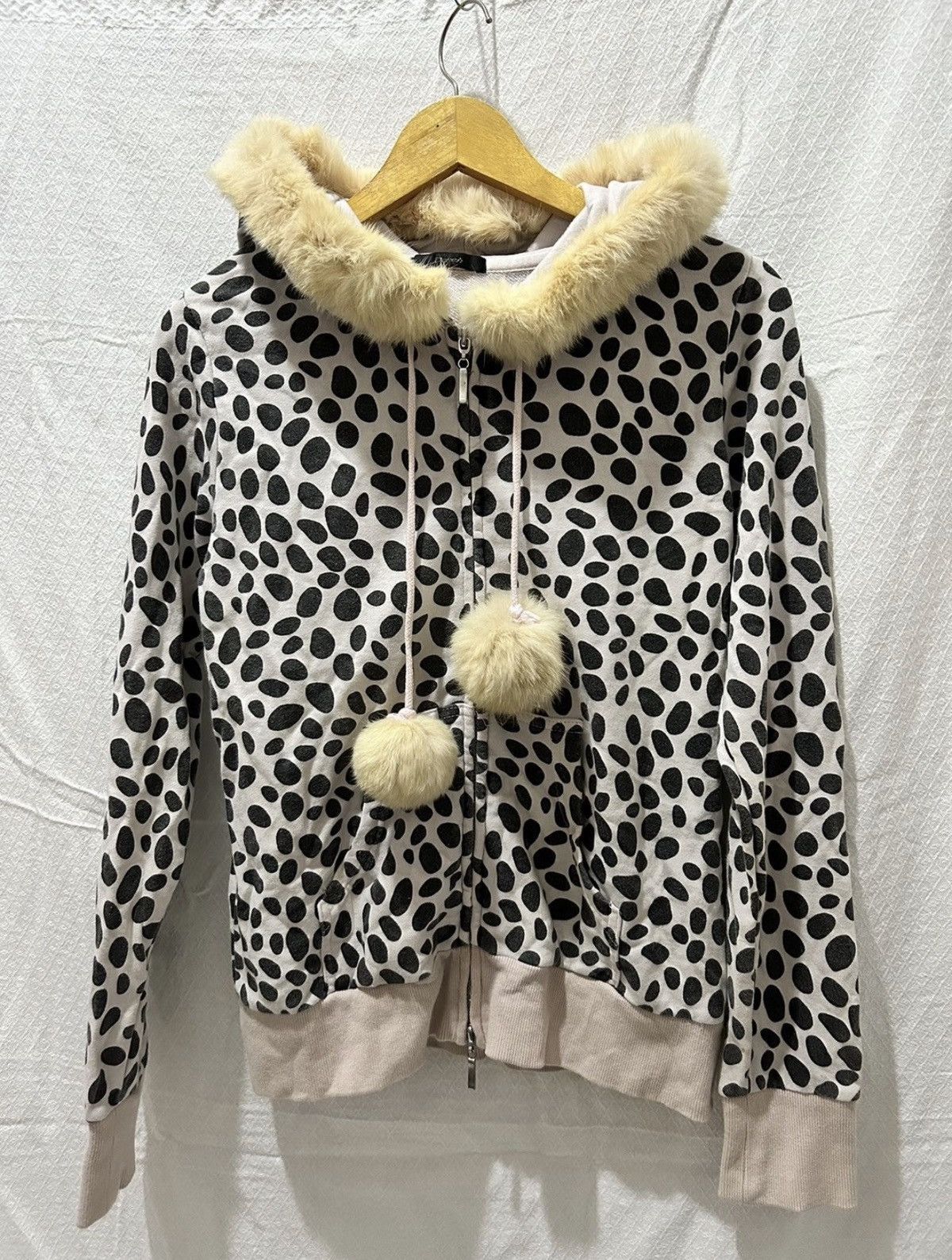 Japanese Brand Fur hoodie polkadot zip up Size US M / EU 48-50 / 2 - 1 Thumbnail