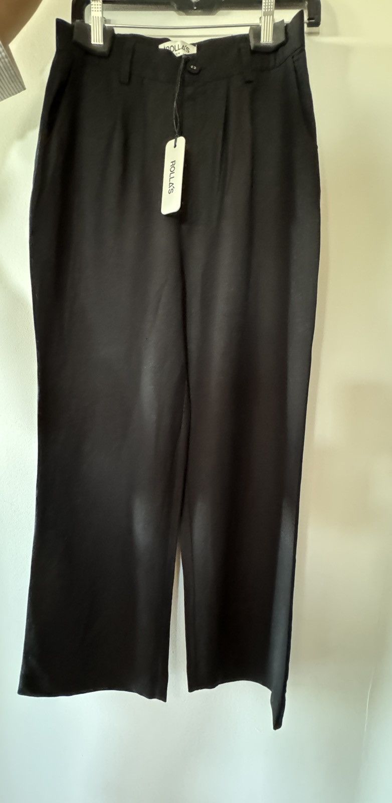 Rolla's ROLLAS black linen high waist blend wide leg pant Size 28" / US 6 / IT 42 - 3 Thumbnail