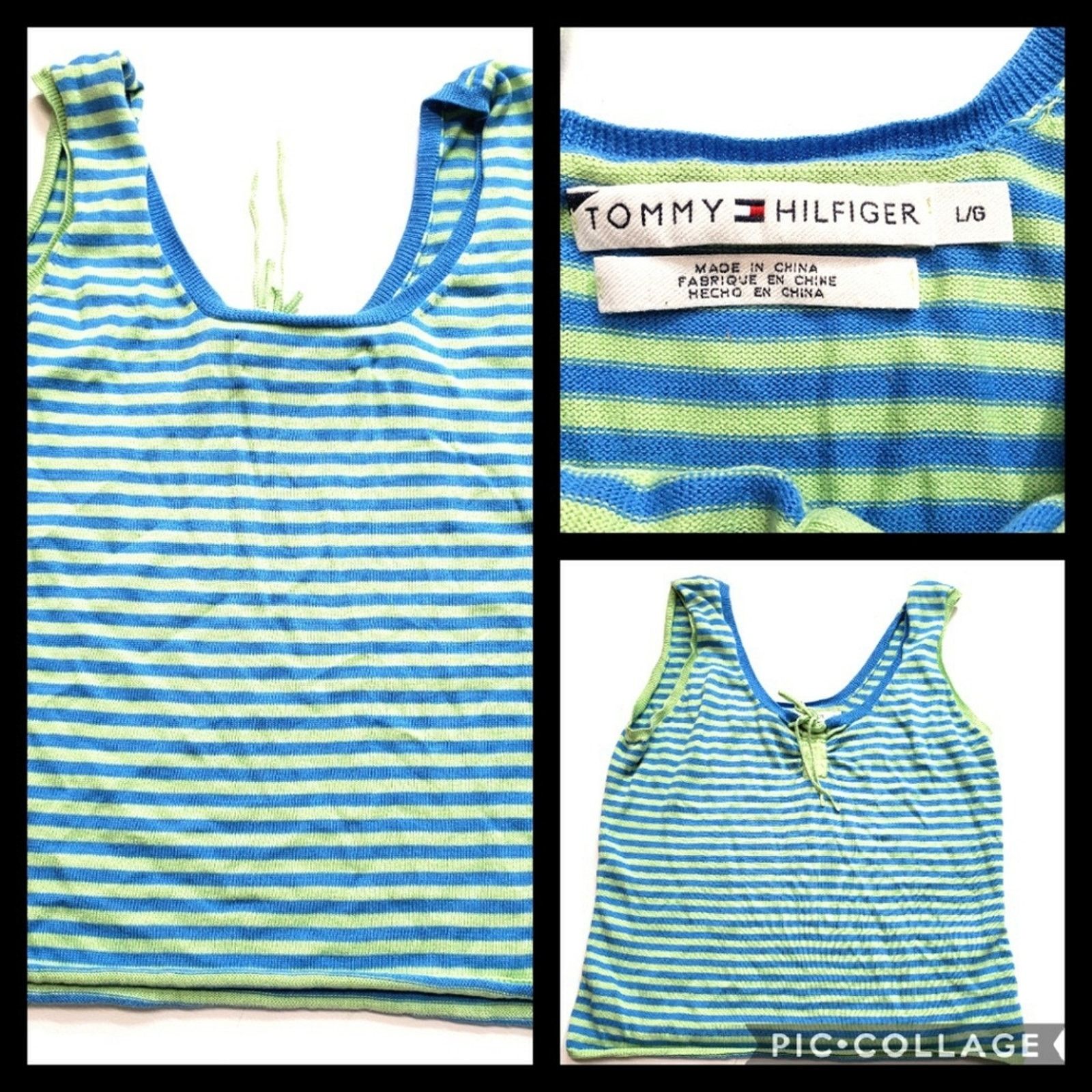 Tommy Hilfiger Tommy Hilfiger Shirt Womens Large Tank Crop Top Striped Blue Size L / US 10 / IT 46 - 2 Thumbnail