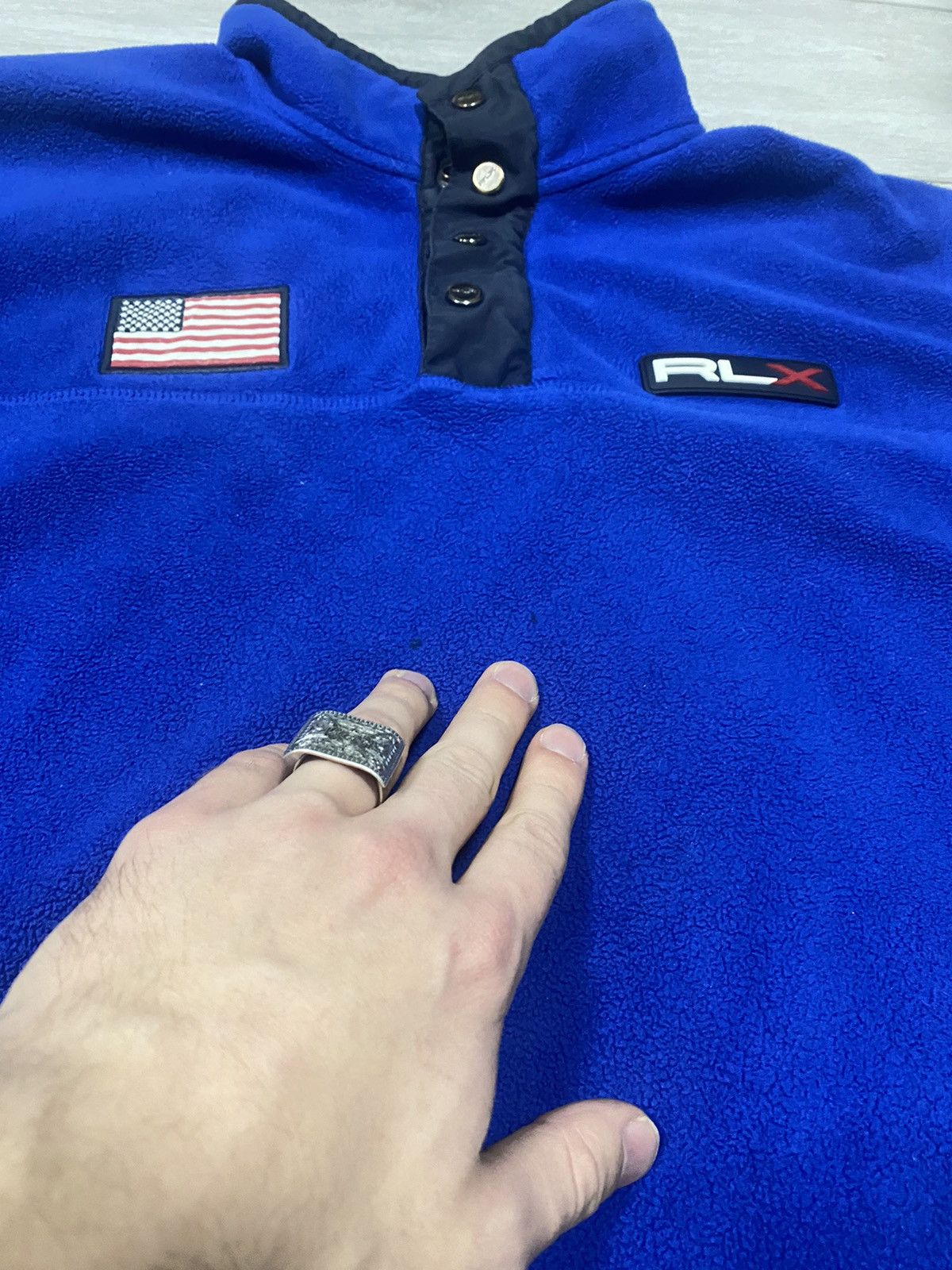 Vintage POLO RLX Ralph USA 🇺🇸 flag Lauren vintage fleece 1/4 Size US L / EU 52-54 / 3 - 13 Thumbnail
