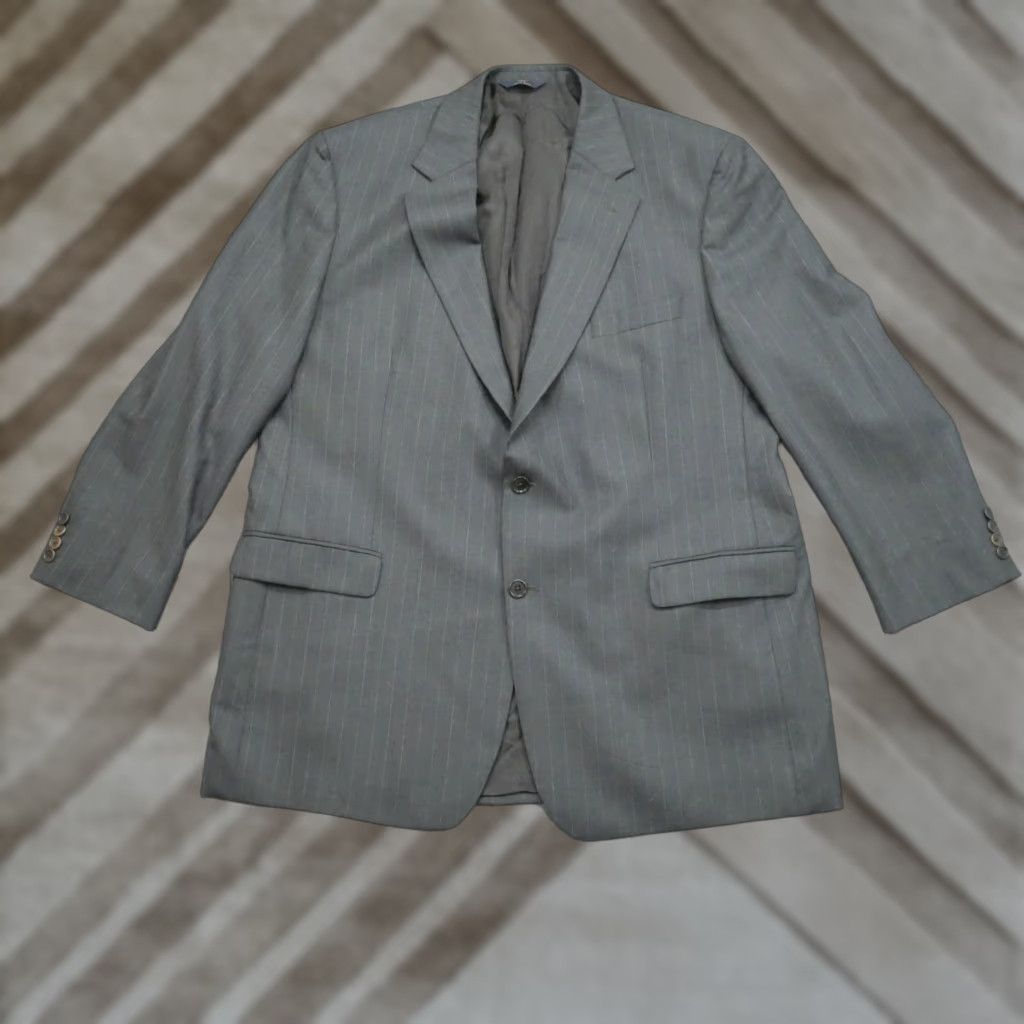 Brooks Brothers Brooks Brothers Blazer Jacket Mens 48L Grey Striped Single-Breasted 2 Button Big & Tall Size 48R - 1 Thumbnail
