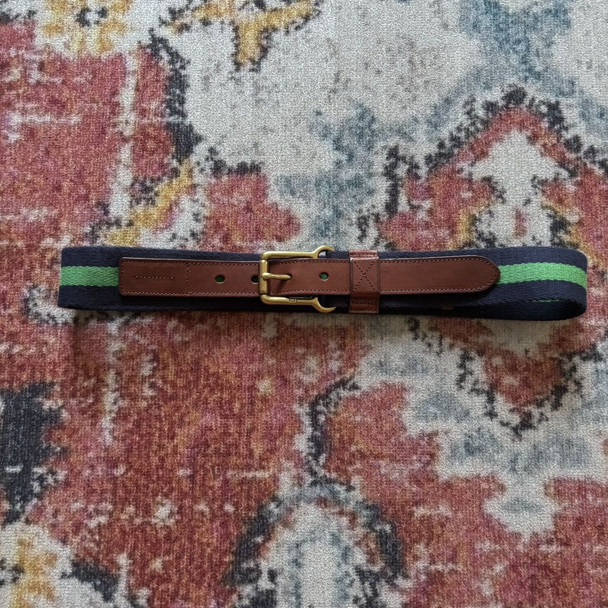 Polo Ralph Lauren Leather trim striped belt Size 30 - 1 Thumbnail