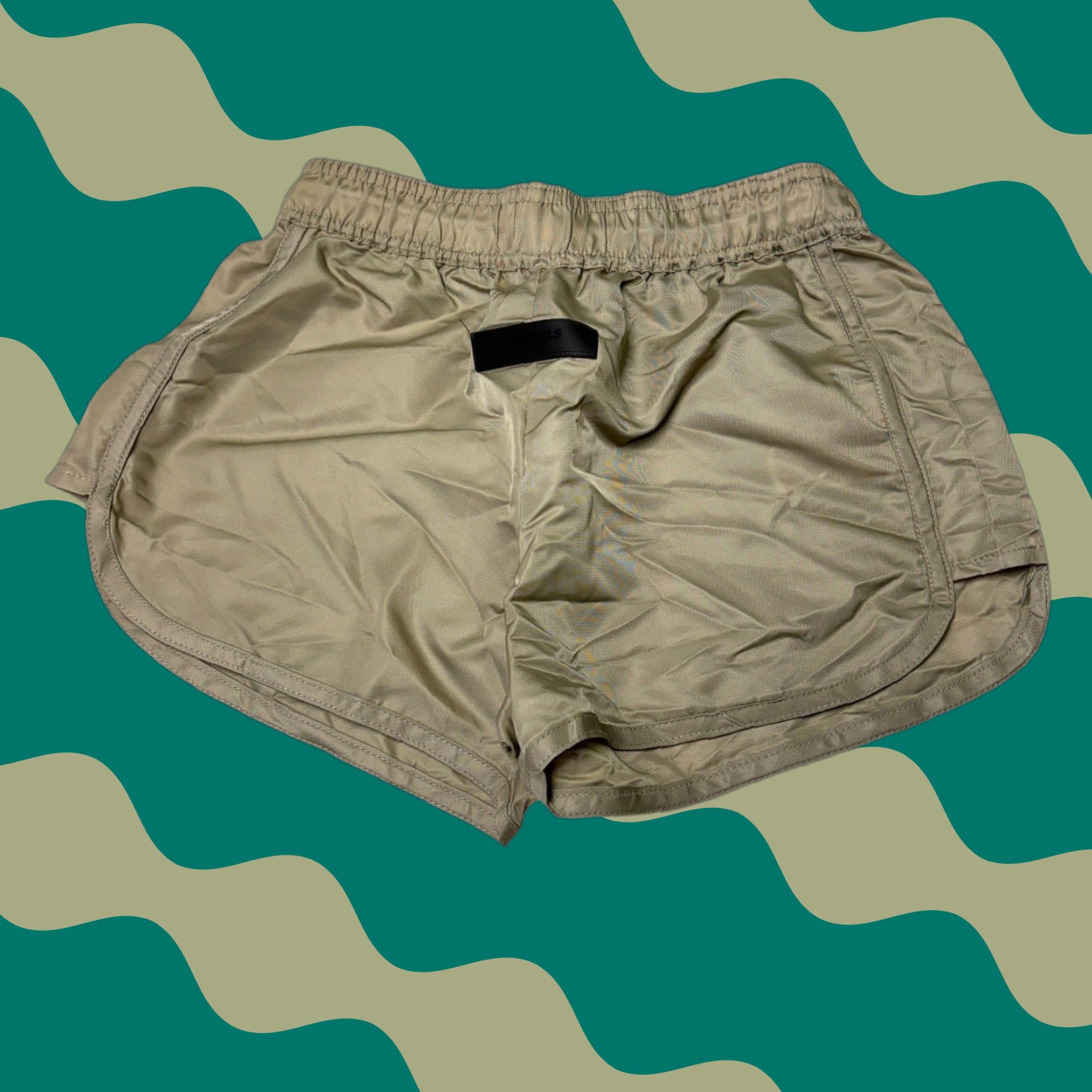 Vintage Fear of God Essentials Womens Nylon Volley Running Shorts XS Sage Green Elastic Waist Lightweight Athletic Jogging Gym Casual Womens XS Size 26" / US 2 / IT 38 - 1 Thumbnail