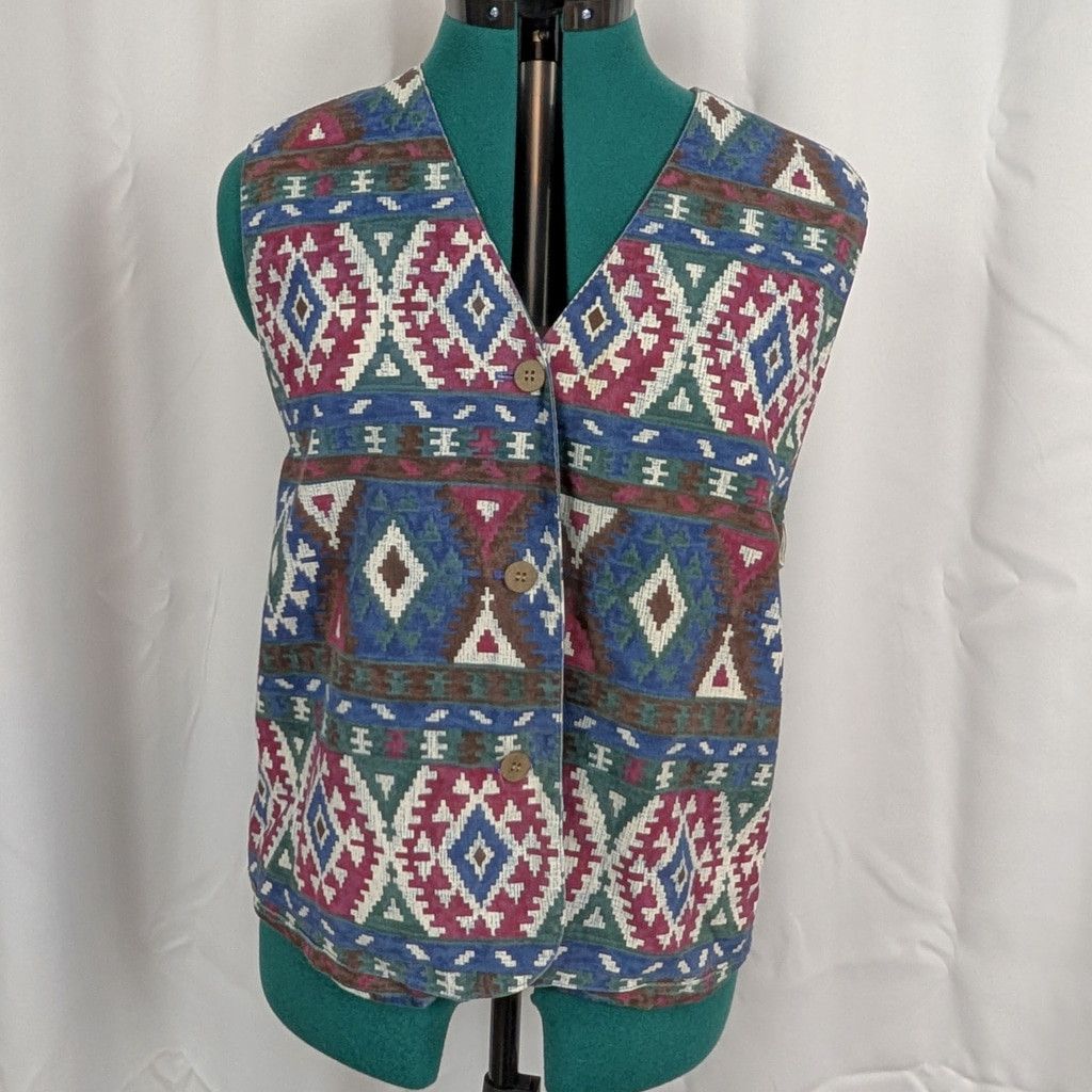 J. Jill × Vintage (Actual) Vintage J. Jill Western Geometric Print Vest Size L / US 10 / IT 46 - 1 Thumbnail