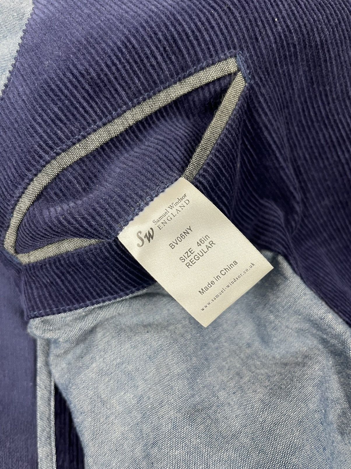 Designer Samuel Windsor England Blue Corduroy Blazer Jacket Size US XL / EU 56 / 4 - 10 Thumbnail