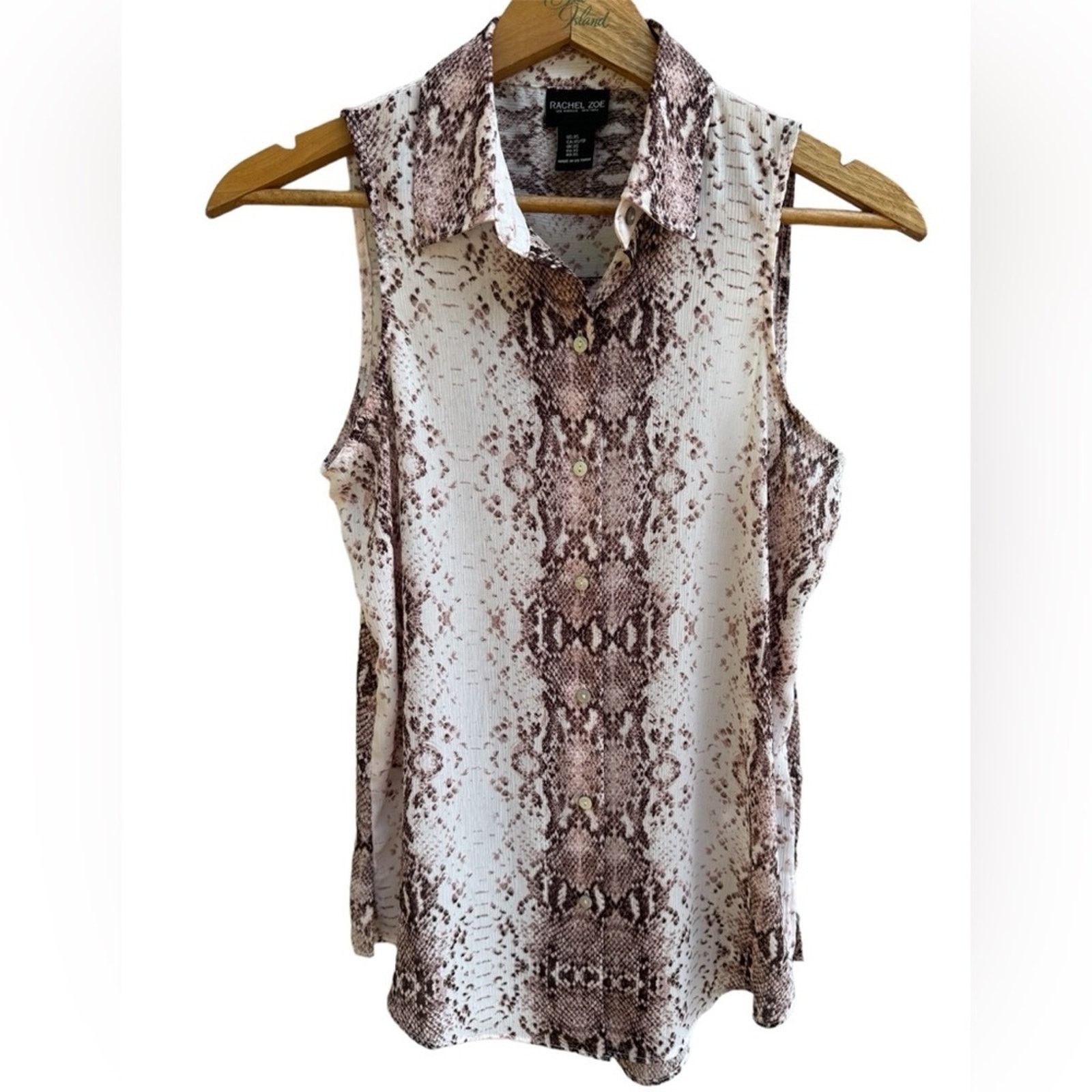 Rachel Zoe Rachel Zoe Sleeveless Collar Snakeskin Print Blouse Size XS Size XS / US 0-2 / IT 36-38 - 2 Thumbnail
