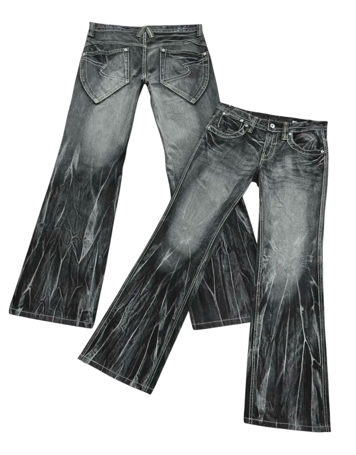 semanticdesign Semantic Design BLOW Whiskers Retro Punk Flare Denim Jeans Size US 31 - 2 Thumbnail
