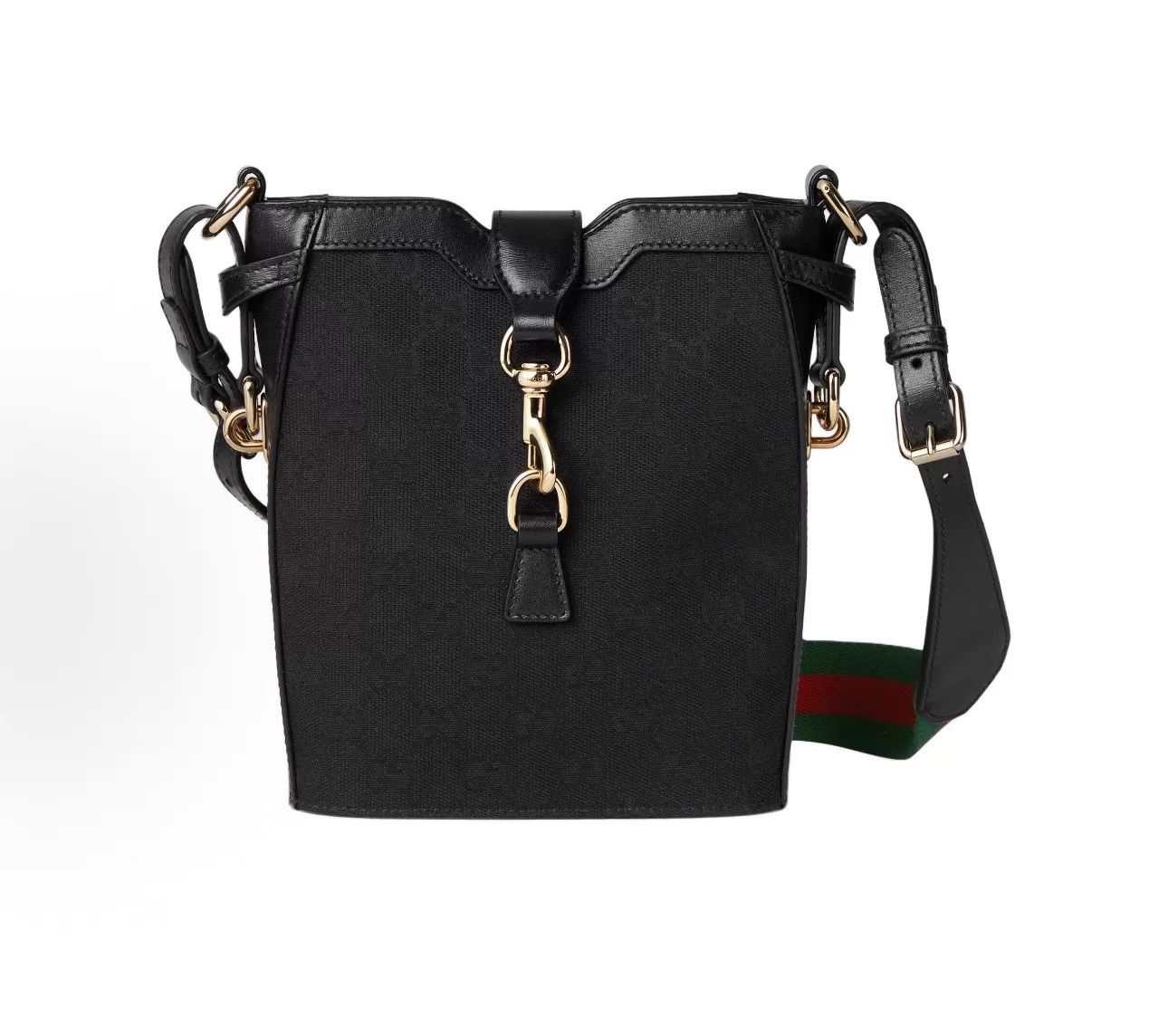 Gucci GUCCI Mini Bucket Bag Black Canvas Leather Trim Size ONE SIZE - 1 Thumbnail