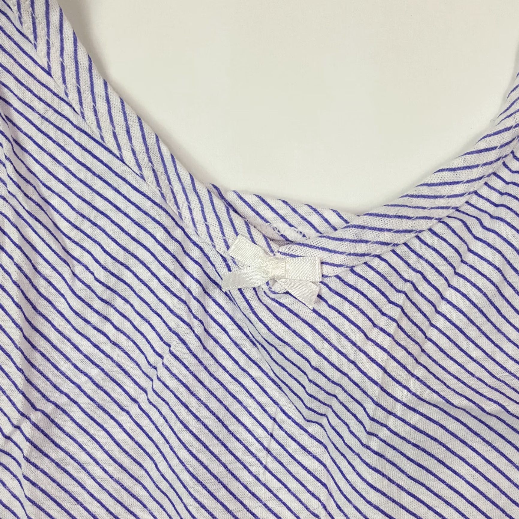 Vintage VTG 80s Purple Striped Womens Small Cami Camisole Sleep Lounge Tank Bow Lingerie Size ONE SIZE - 3 Thumbnail
