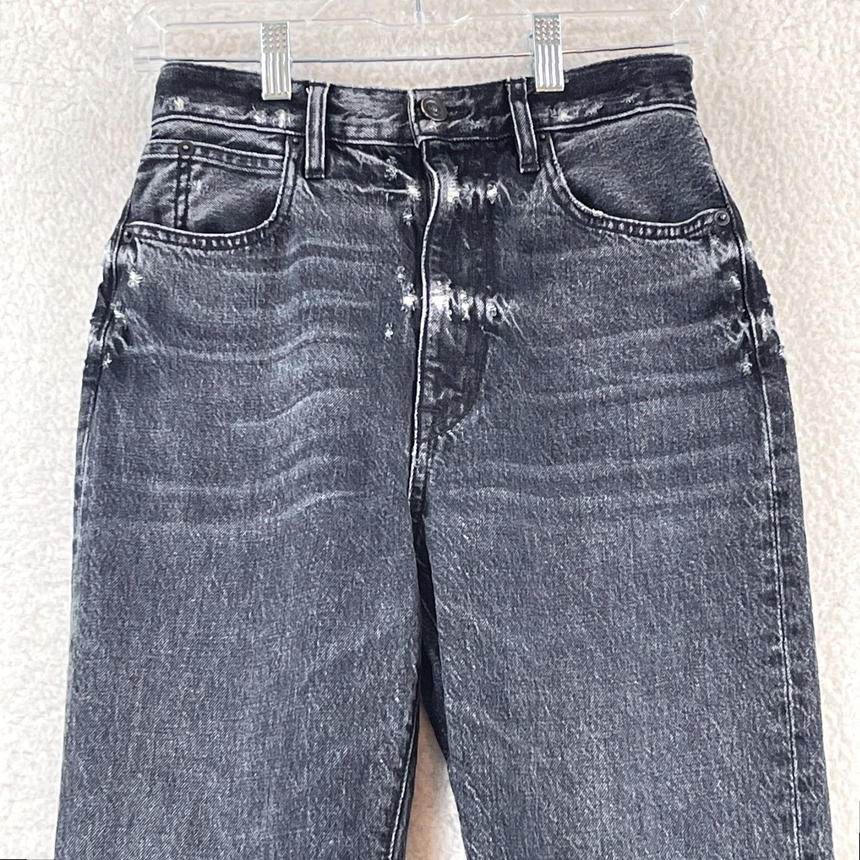 SLVRLAKE SLVRLAKE Beatnik Jeans Womens Regular 26 Black Coal Distressed Skinny Denim Cotton 5-Pocket Inseam 25.5" Rise 12" Button Zip Jeans Womens Size 26" / US 2 / IT 38 - 3 Thumbnail