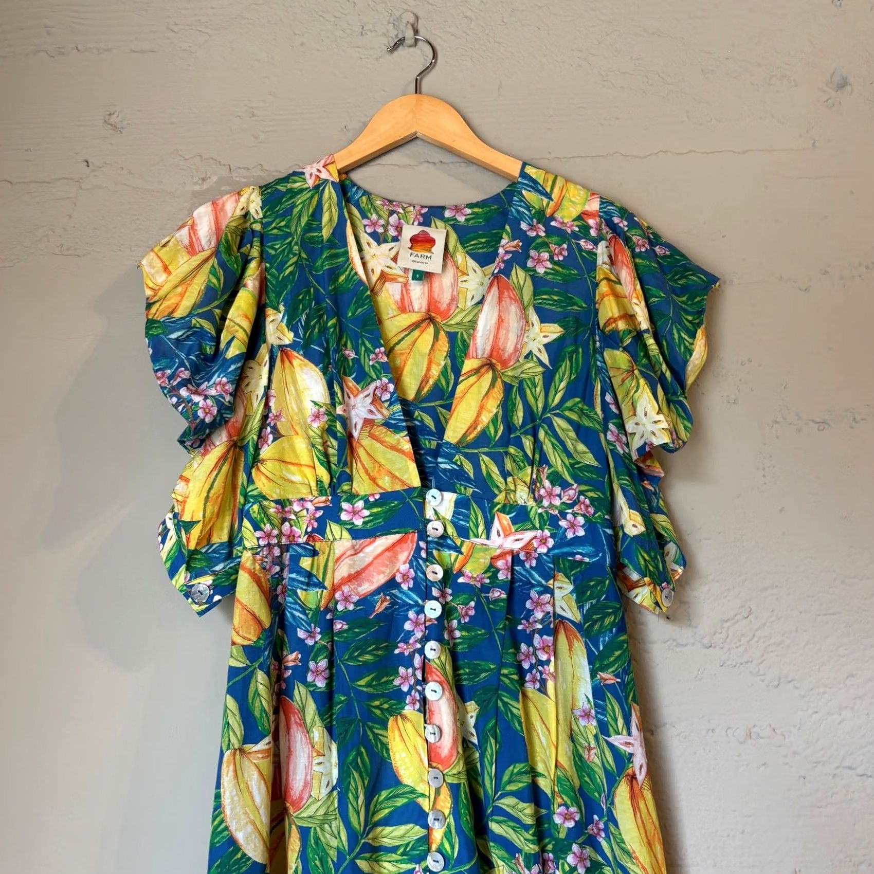 Farm Rio FARM Rio Star Fruits Midi Dress Women's Small Tropical Summer Boho Size S / US 4 / IT 40 - 2 Thumbnail