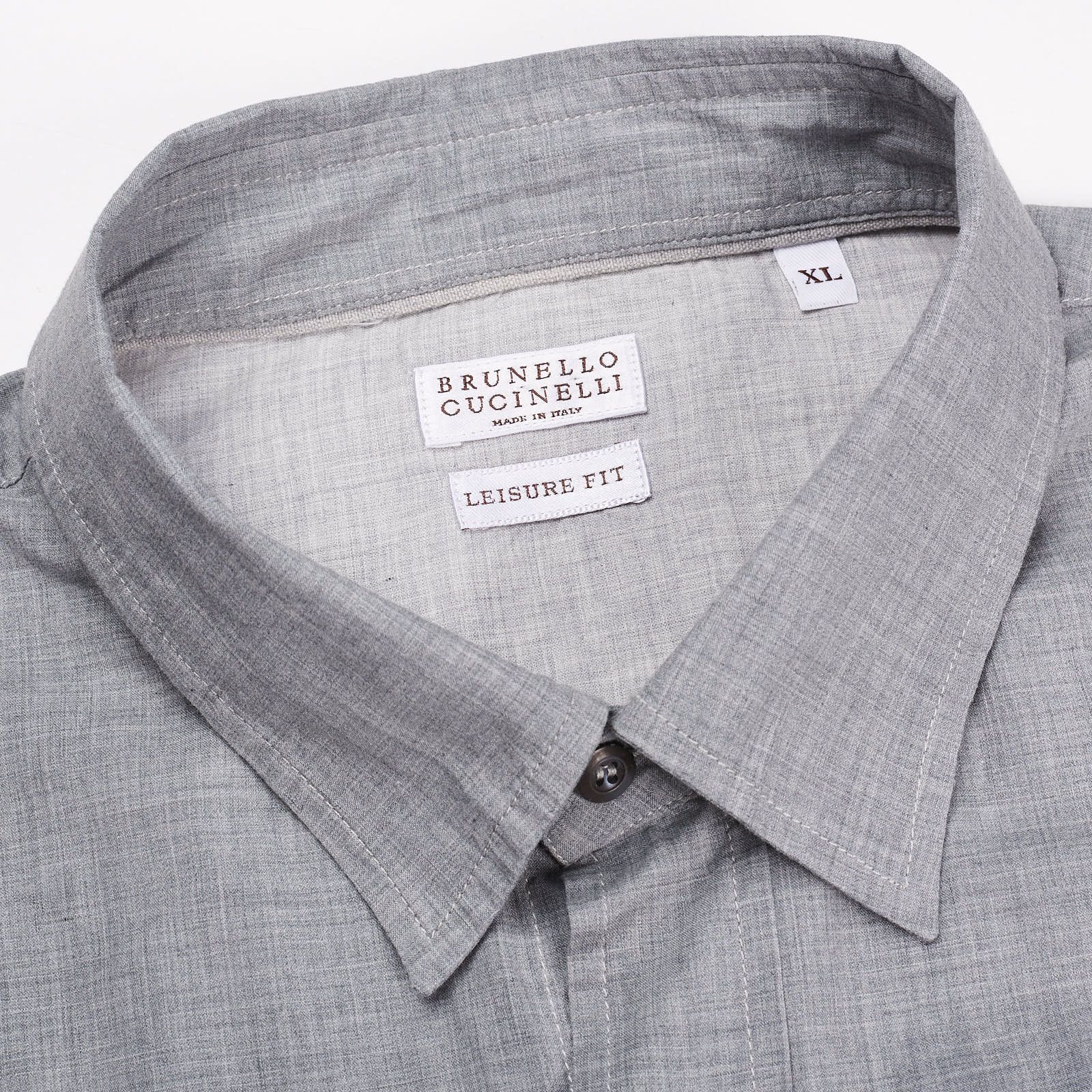 Brunello Cucinelli BRUNELLO CUCINELLI Gray Cotton Casual Military Shirt Size US XL / EU 56 / 4 - 2 Thumbnail