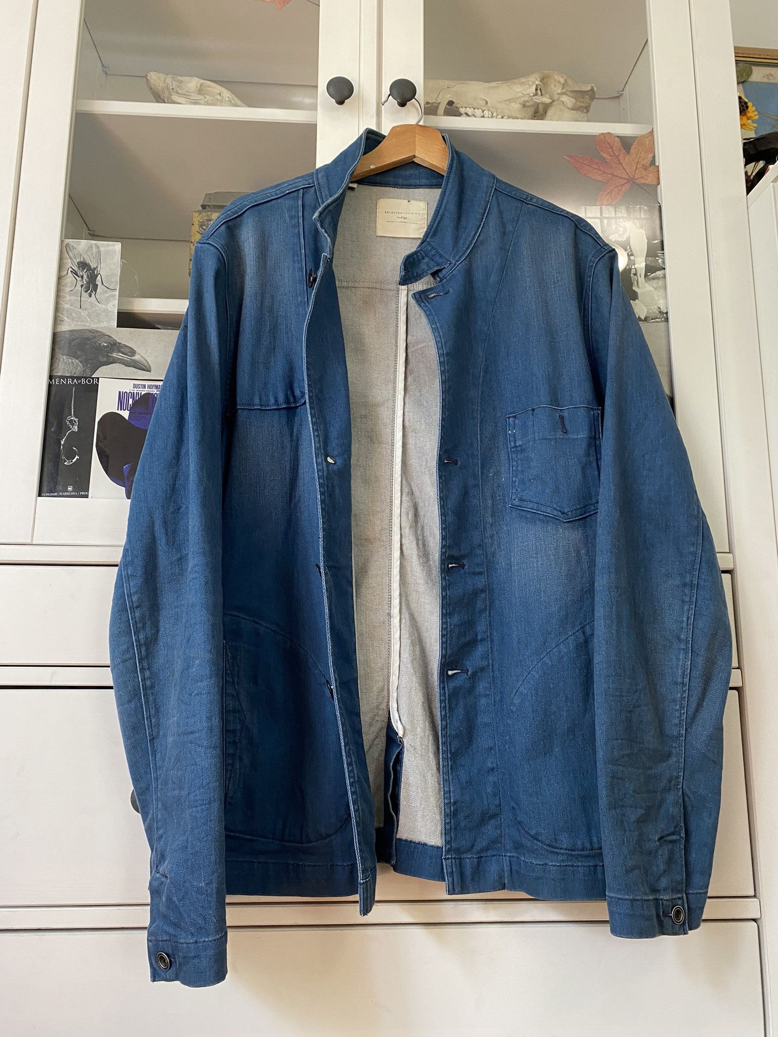 Selected Homme Vintage Washed Indigo Workwear Chore Coat Jacket Denim Size US XL / EU 56 / 4 - 18 Thumbnail