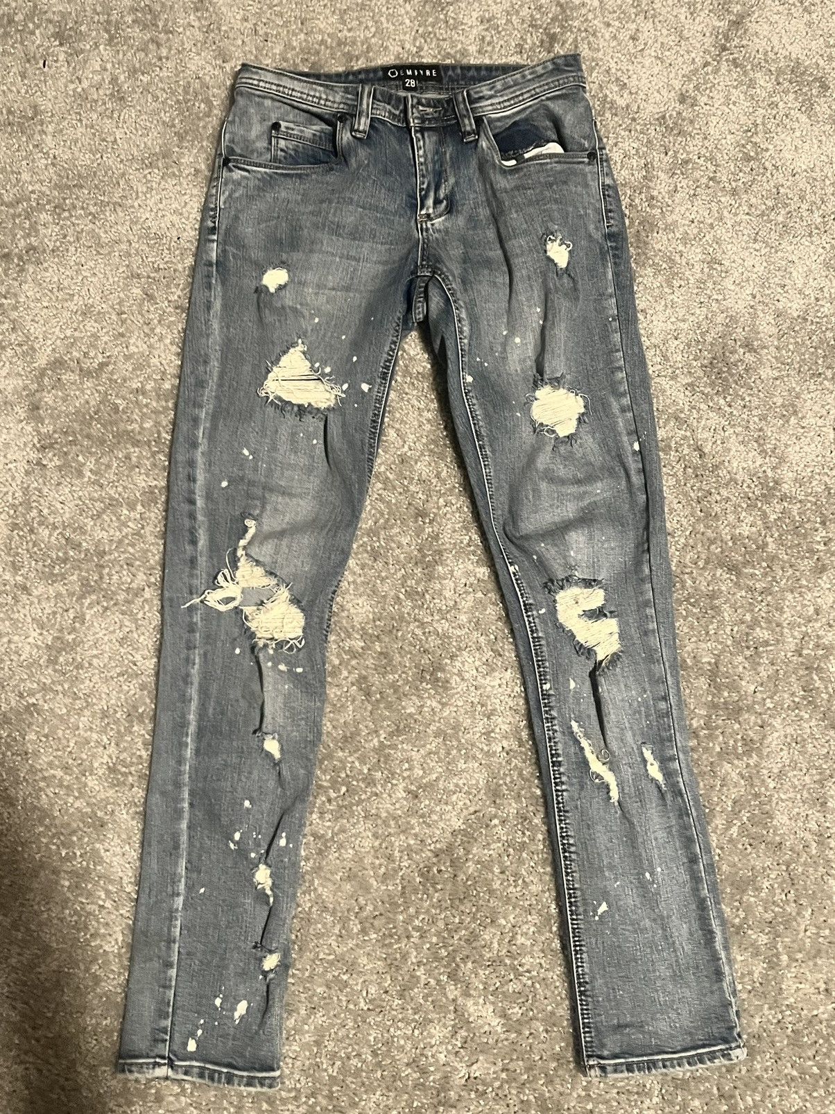 Empyre White Splatter Ripped Jeans Size US 30 / EU 46 - 2 Thumbnail