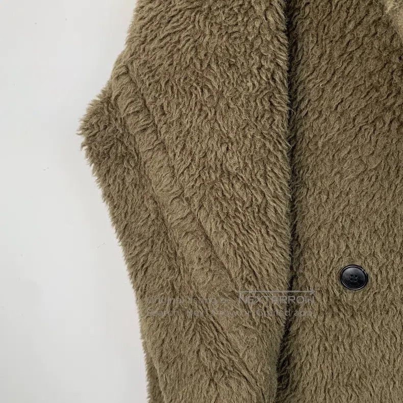 Max Mara Max Mara Olive Green Teddy Alpaca Hair Lapel Coat Size M / US 6-8 / IT 42-44 - 4 Thumbnail