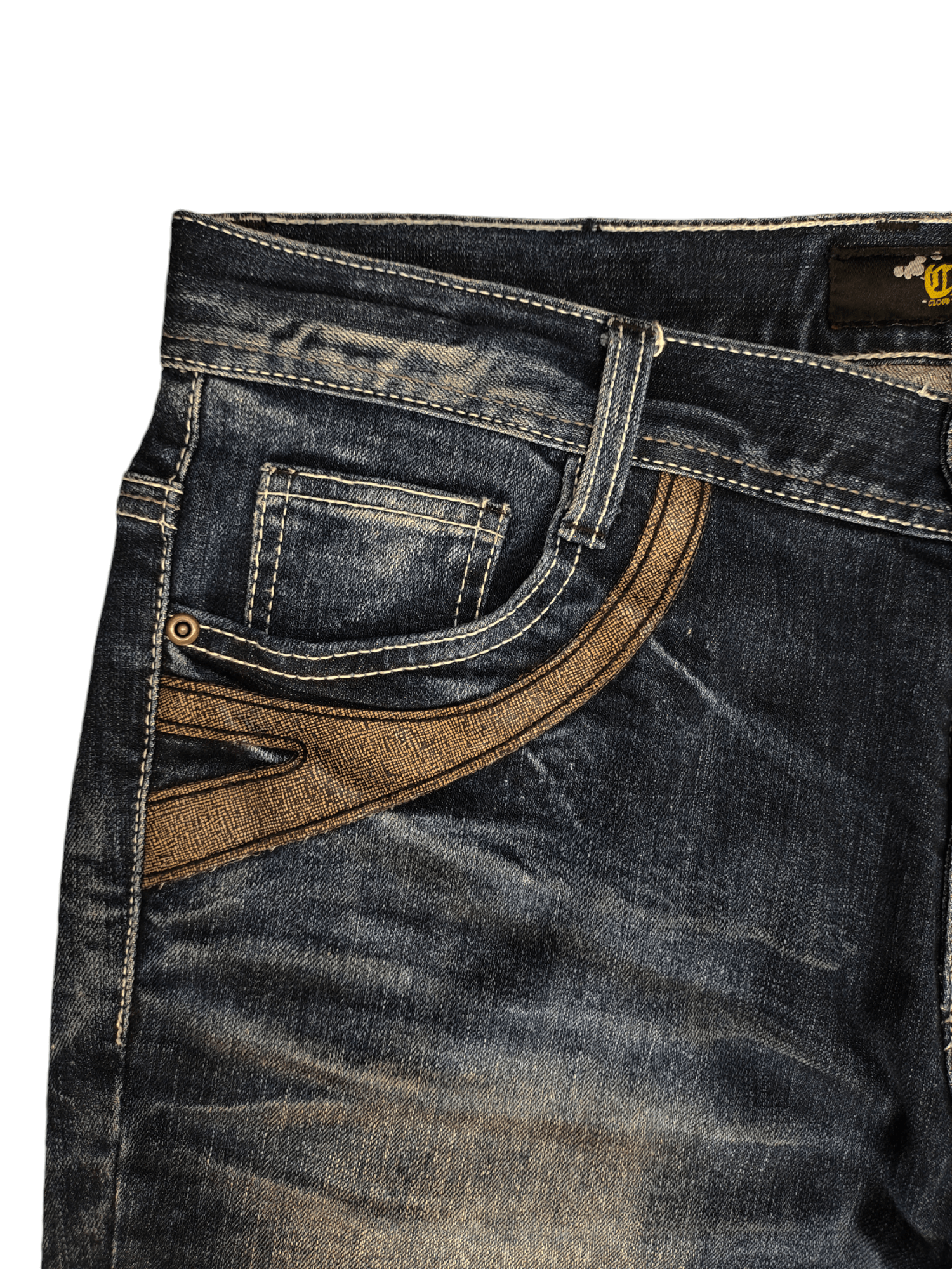 Artful Dodger Vintage Y2k Cloud 72 Embroidered Pocket Clawmark Faded Jeans Size US 36 / EU 52 - 9 Thumbnail