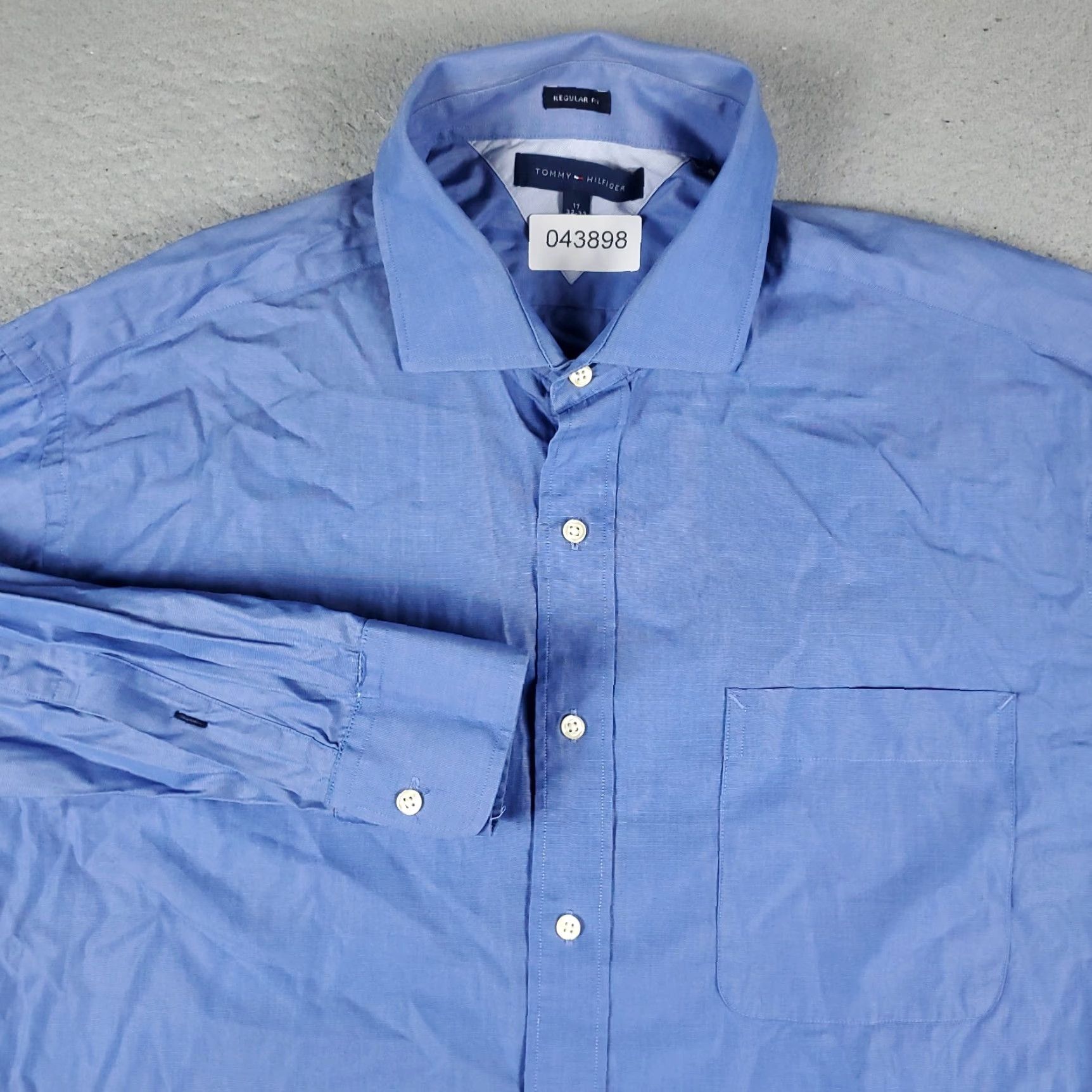 Tommy Hilfiger Tommy Hilfiger Shirt Mens 17 Blue Long Sleeve Button Up 100% Cotton Regular Fit Collared Solid Size 46R - 2 Thumbnail