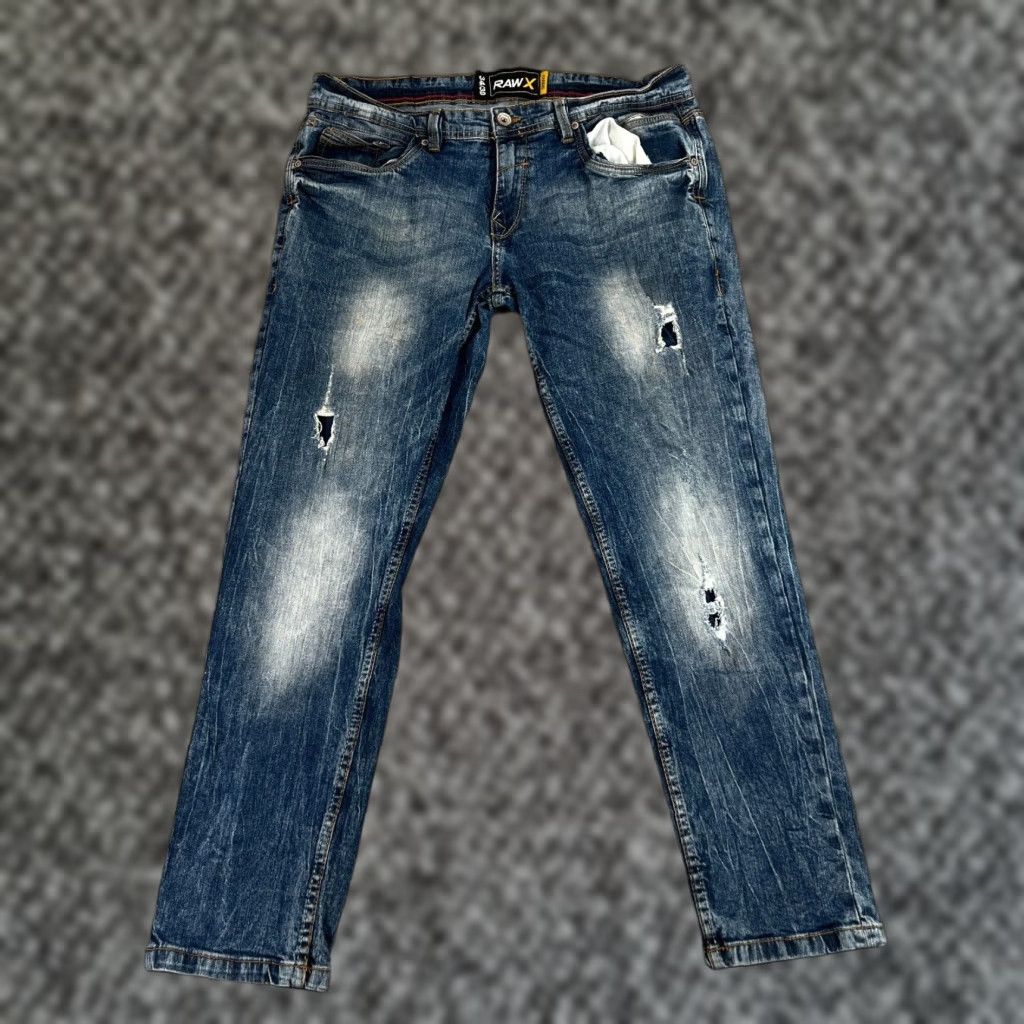 Vintage VINTAGE Raw X Men's Skinny Distressed Jeans 34x30 Blue Denim Streetwear Size US 34 / EU 50 - 1 Thumbnail