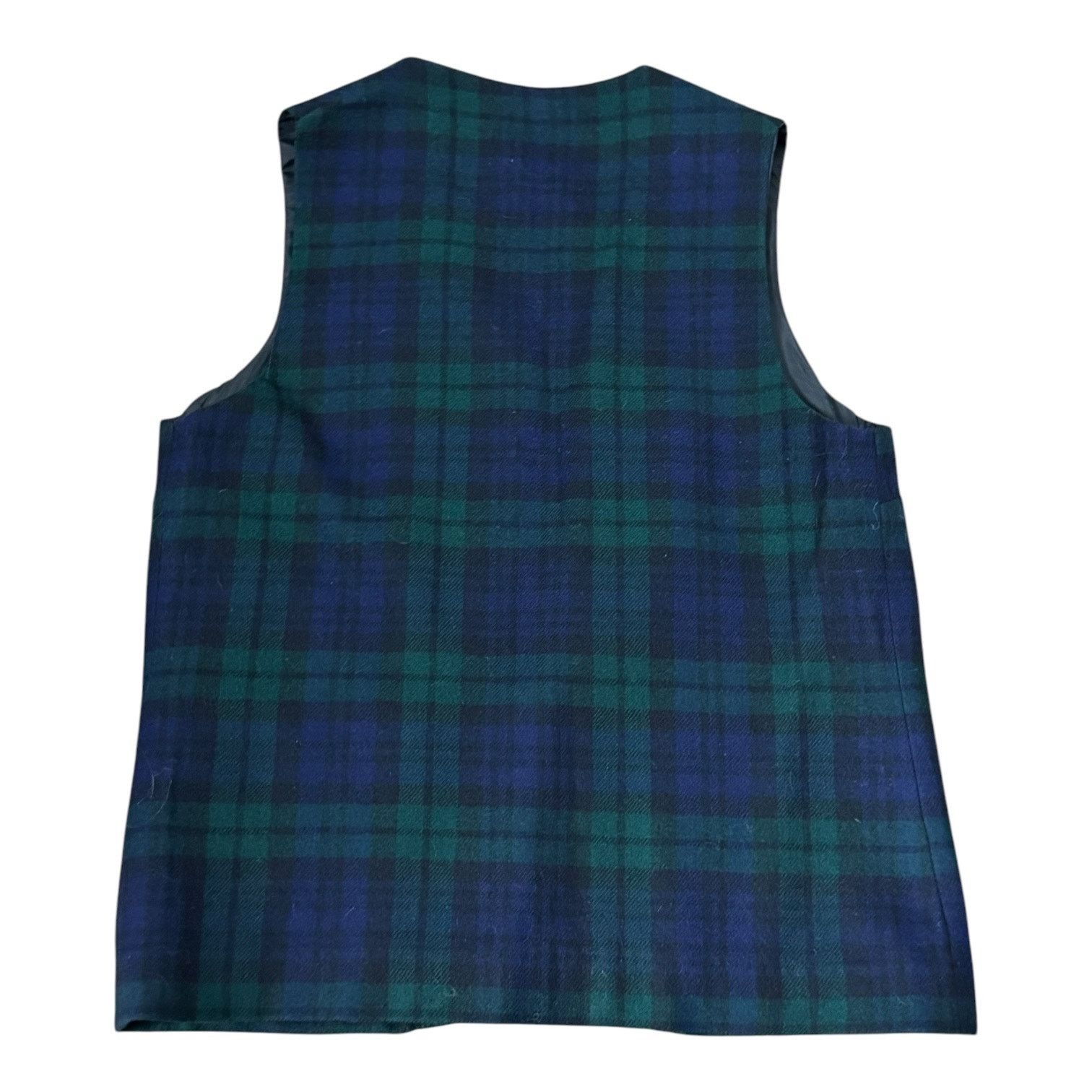 Vintage Vtg Plaid Green wool open front pocketed vest lined medium Size M / US 6-8 / IT 42-44 - 4 Thumbnail
