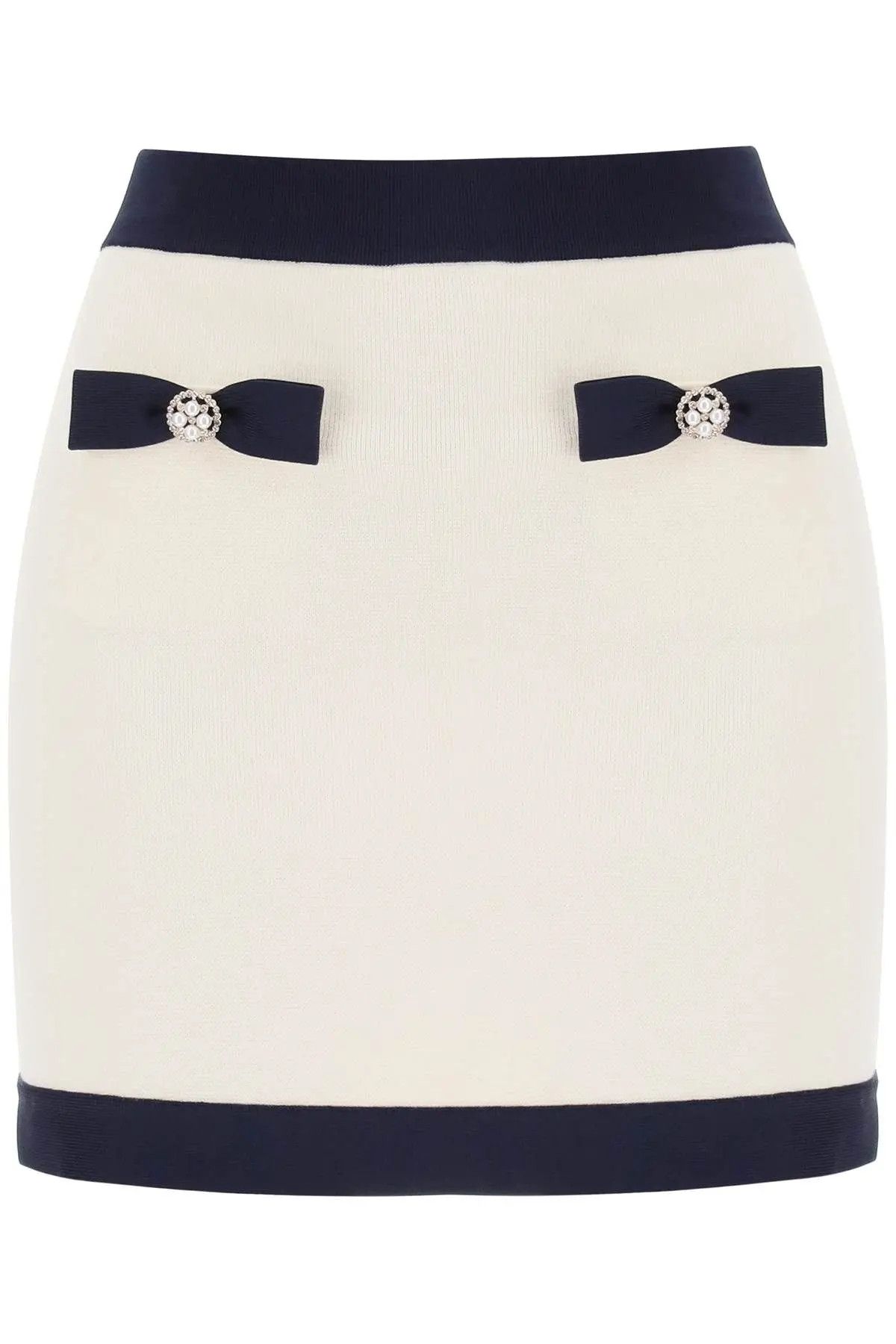 image of Self Portrait O1S22I1N1223 Mini Skirt In White Blue, Women's (Size 32)