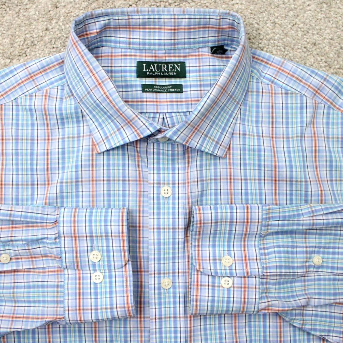 Ralph Lauren LAUREN Ralph Lauren Shirt Men 18, 34/35 Blue Regular Fit Performance Stretch L/S Shirt Mens 18 Blue 70% Cotton 26% Nylon 4% Elastane Size US XXL / EU 58 / 5 - 2 Thumbnail