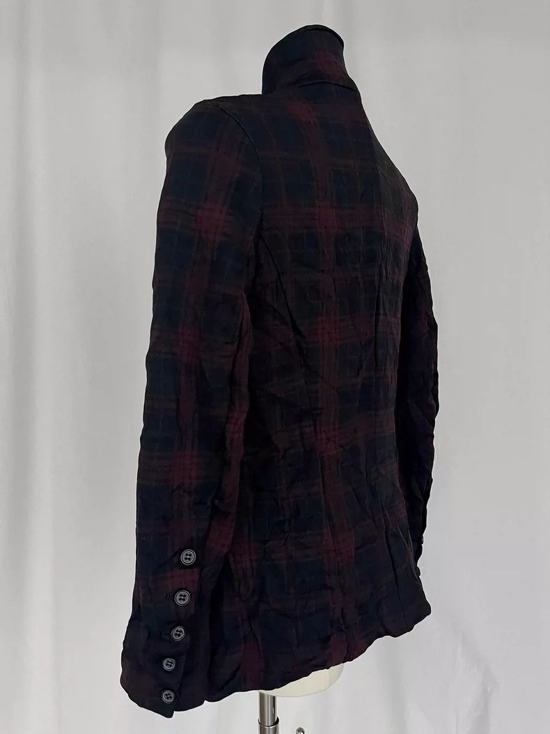 Yohji Yamamoto Plaid Felt Curved Placket Fit Cut Jacket 25