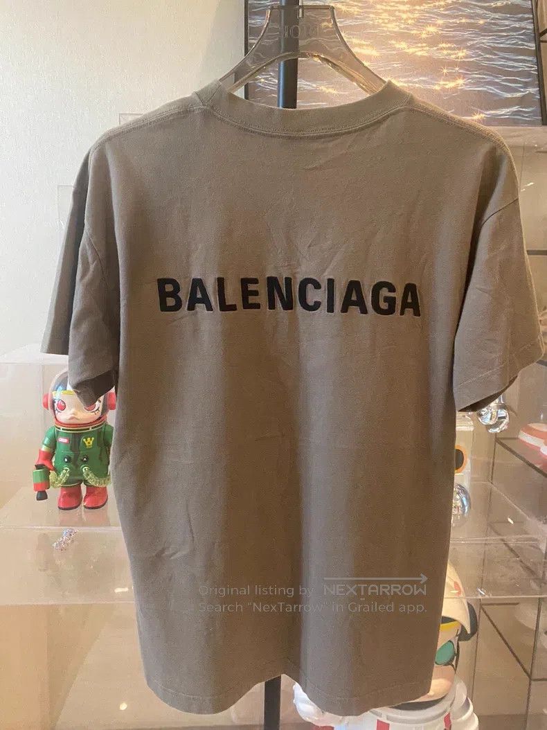 Balenciaga Balenciaga Velvet Logo Gray Short Sleeve Size US S / EU 44-46 / 1 - 1 Thumbnail