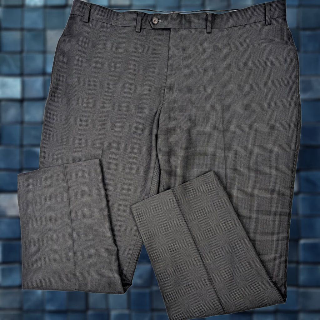 Ralph Lauren Ralph Lauren Dress Pants Plaid Windowpane Gray 42x30 Men's Slim Regular Rise Pleated Slacks, 42, Polyester Rayon, Vintage No, Business Formal Casual Size US 42 / EU 58 - 1 Thumbnail