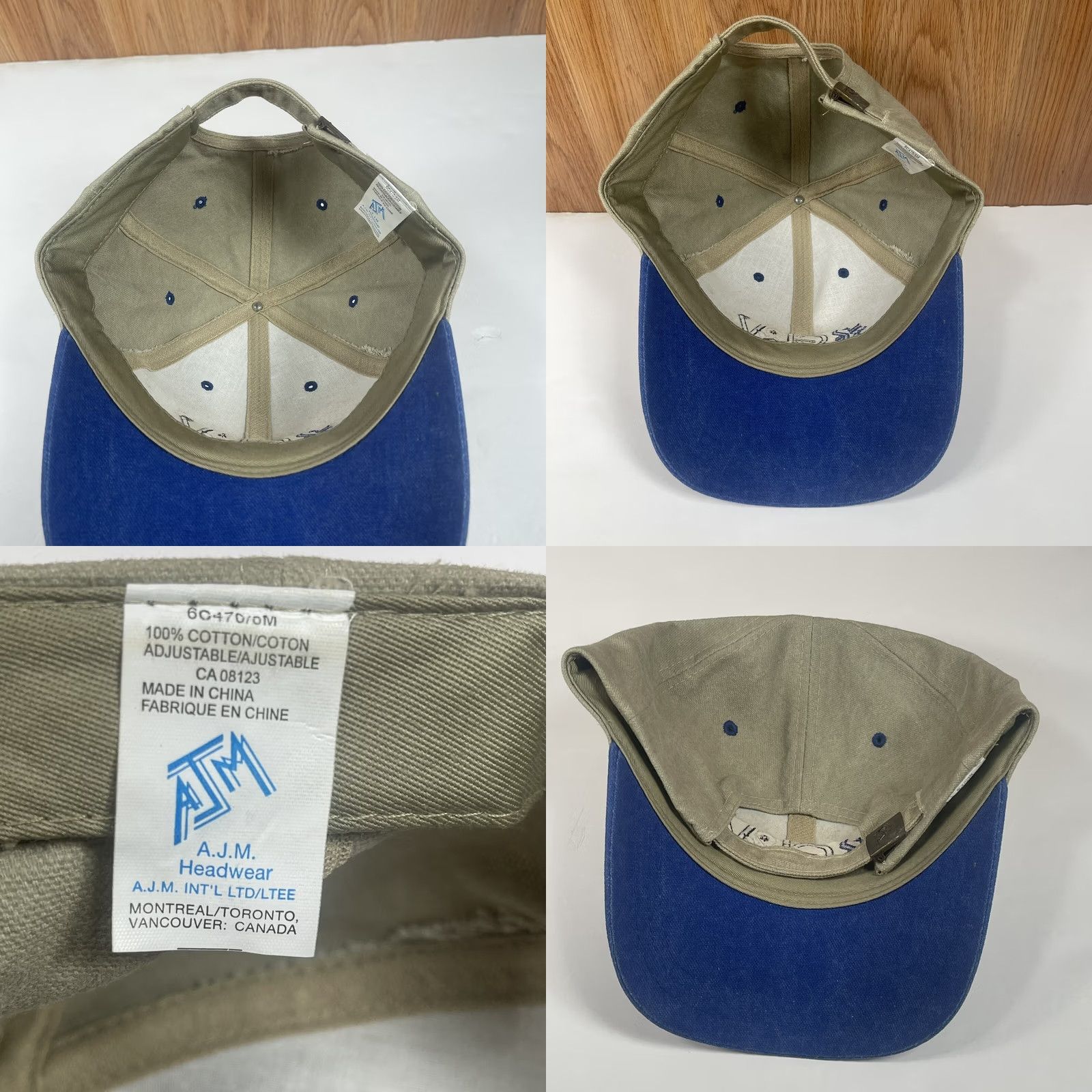 Vintage AJM Headwear Hat Adult Beige GL&V Embroidered Adjustable StrapBack Baseball Cap Size ONE SIZE - 8 Thumbnail