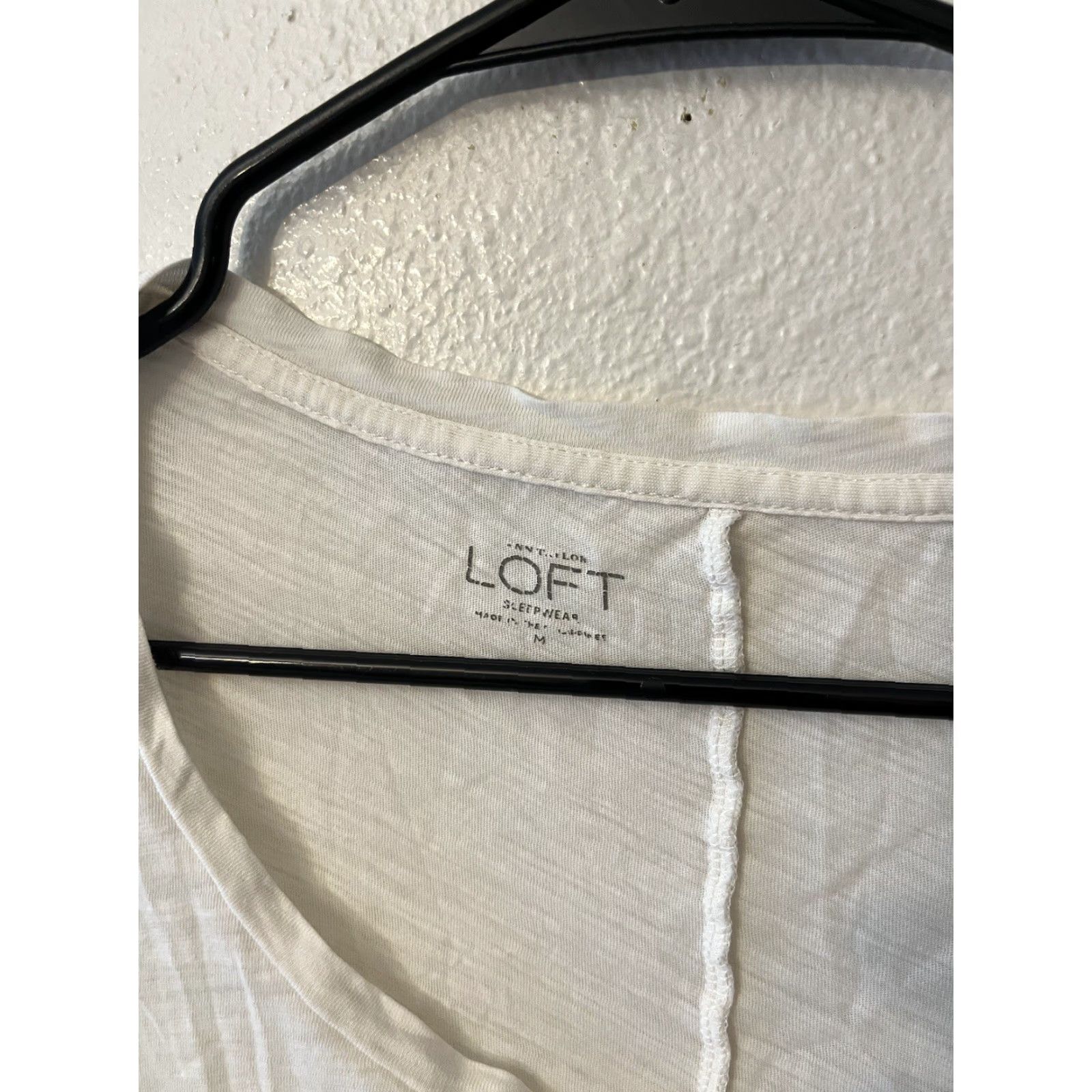 Loft VINTAGE LOFT Women's Sleepwear Pajama Top Long Sleeve Knit Size M White Size M / US 6-8 / IT 42-44 - 3 Thumbnail