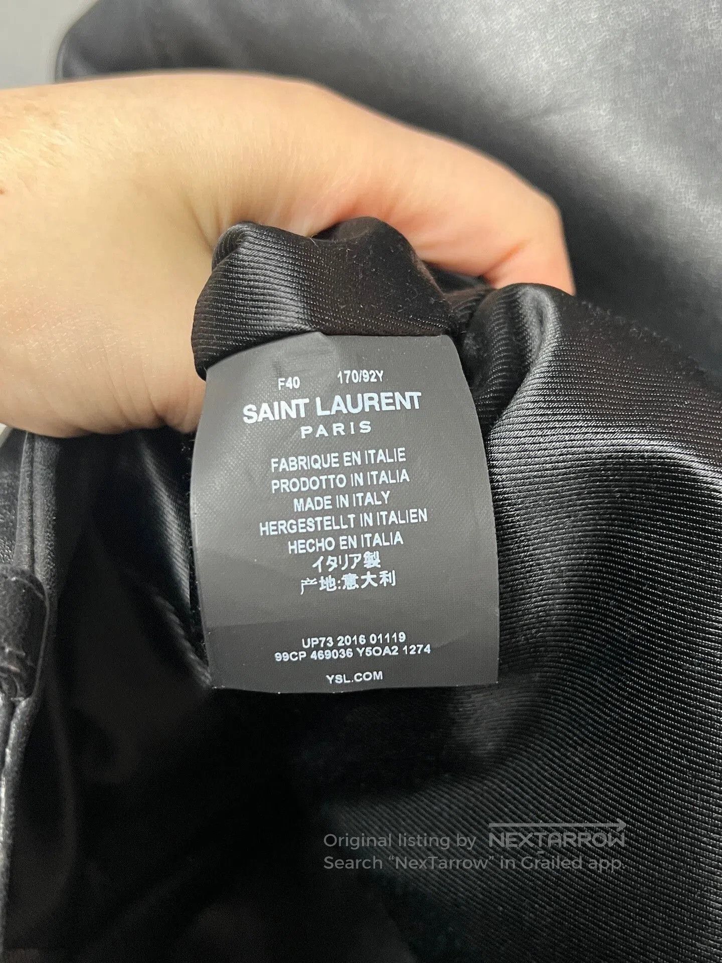 Saint Laurent Paris black logo leather jacket by Saint Laurent. Size M / US 6-8 / IT 42-44 - 5 Thumbnail