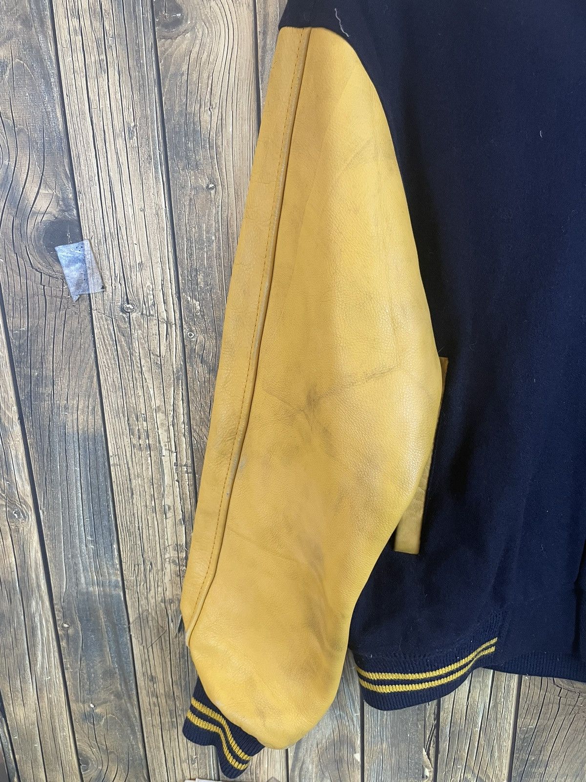 Macbeth × Vintage Vintage Macbeth Varsity sleeve leather Jacket Yellow Size US M / EU 48-50 / 2 - 5 Thumbnail