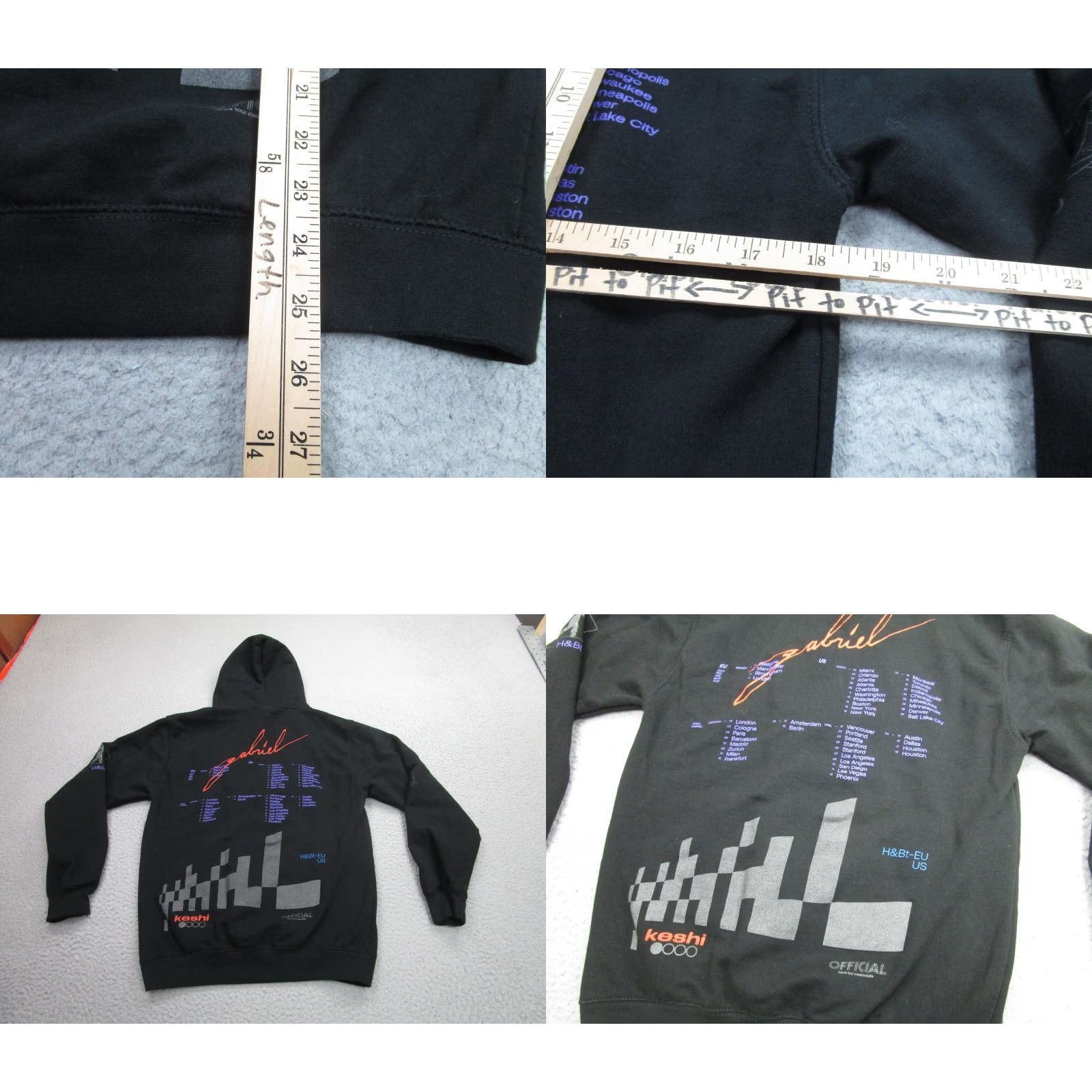 Vintage Just Hoods Hoodie Mens Small Black Keshi Gabriel HL Graphic Print Tour Pullover 2023 Size US S / EU 44-46 / 1 - 8 Thumbnail