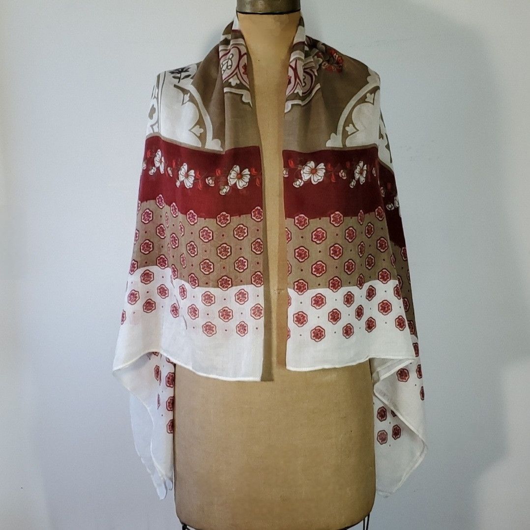 Other Sarong Scarf 52x52" Wrap Large Lightweight Burgundy Green Size ONE SIZE - 3 Thumbnail