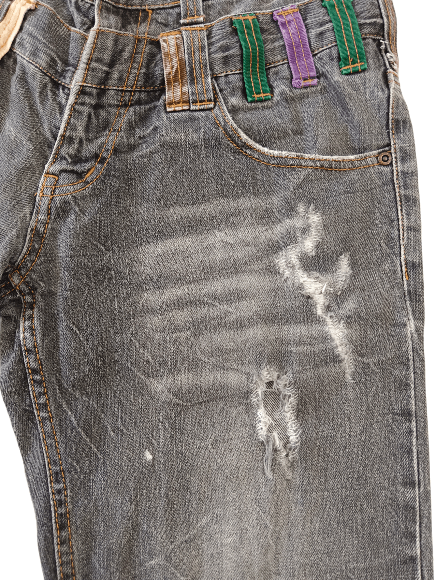 Japanese Brand Nylaus Seditionaries Distressed Double Waist Punk Jeans Size US 29 - 5 Thumbnail