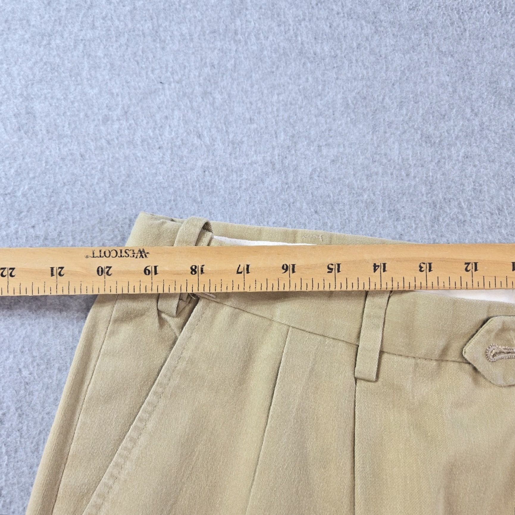 Berle Berle Pants Mens 42Lx31 Beige Khaki Classic Pleated Cuffed Pockets Chino Formal Business Slim Straight 40L Size US 42 / EU 58 - 7 Thumbnail