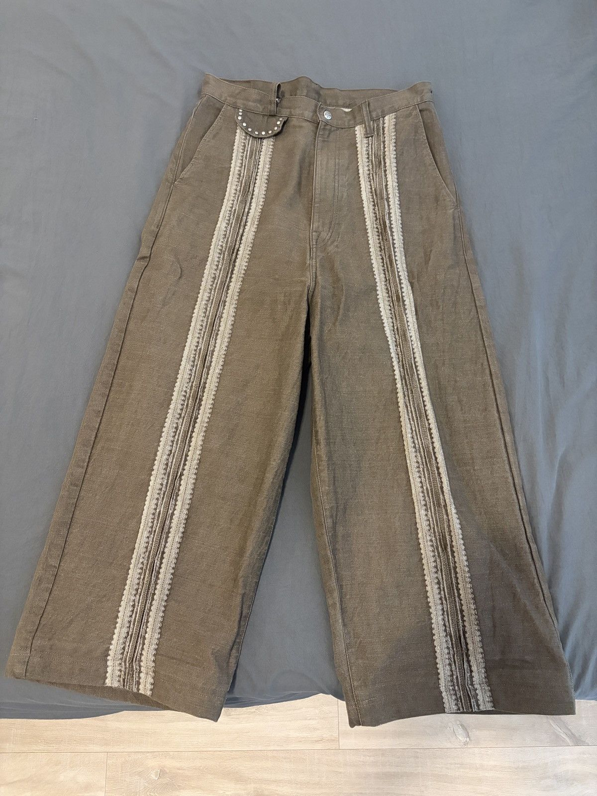 Kapital Wide-Leg Studded Jacquard Jeans Size US 32 / EU 48 - 1 Thumbnail