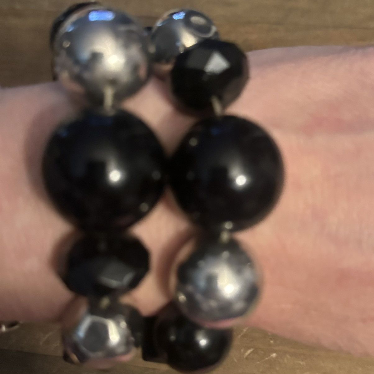 Other Chunky black and silver bead stretch bracelets Size ONE SIZE - 4 Thumbnail