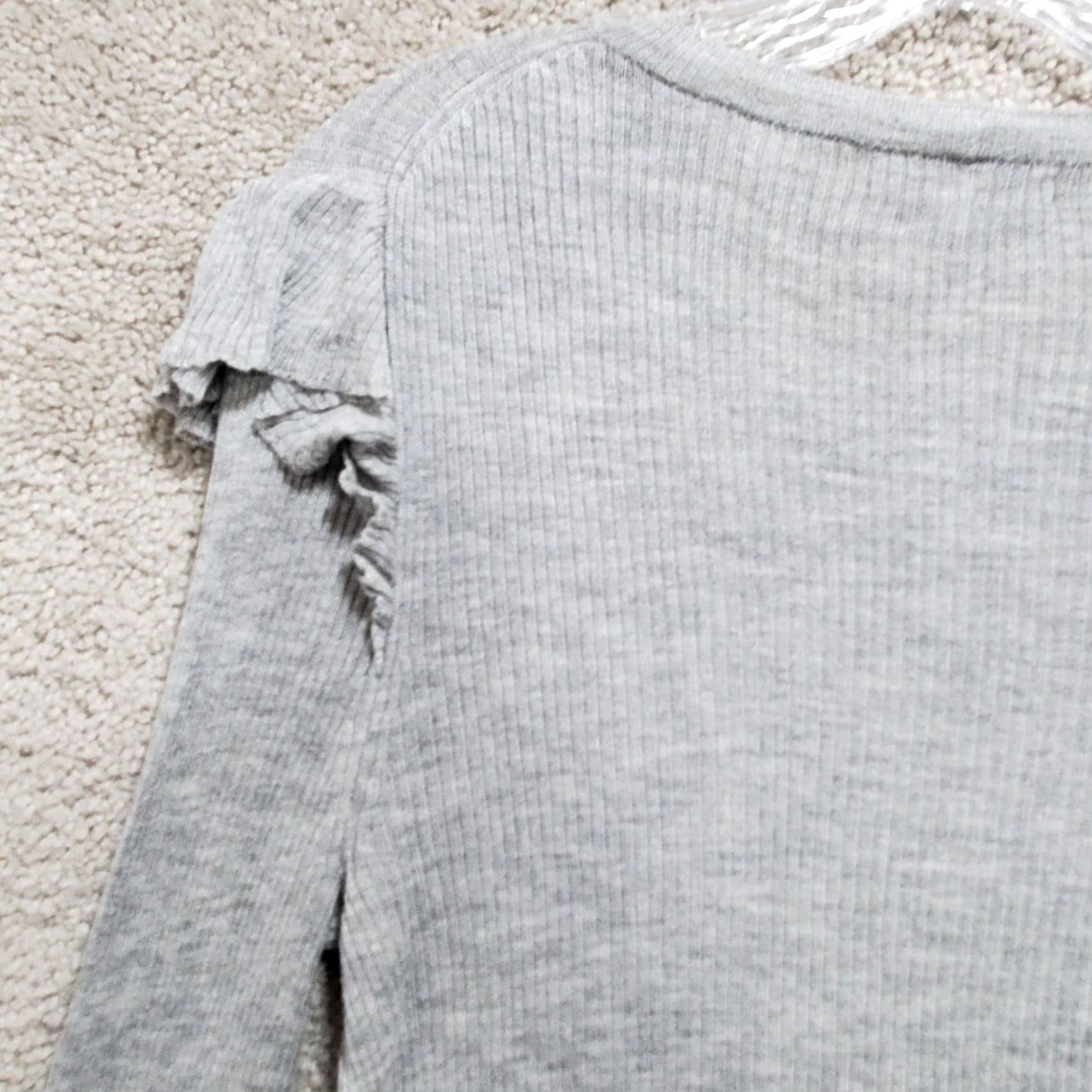 Madewell Madewell Classic Ribbed Knit Blouse - Medium Gray Size M / US 6-8 / IT 42-44 - 7 Thumbnail
