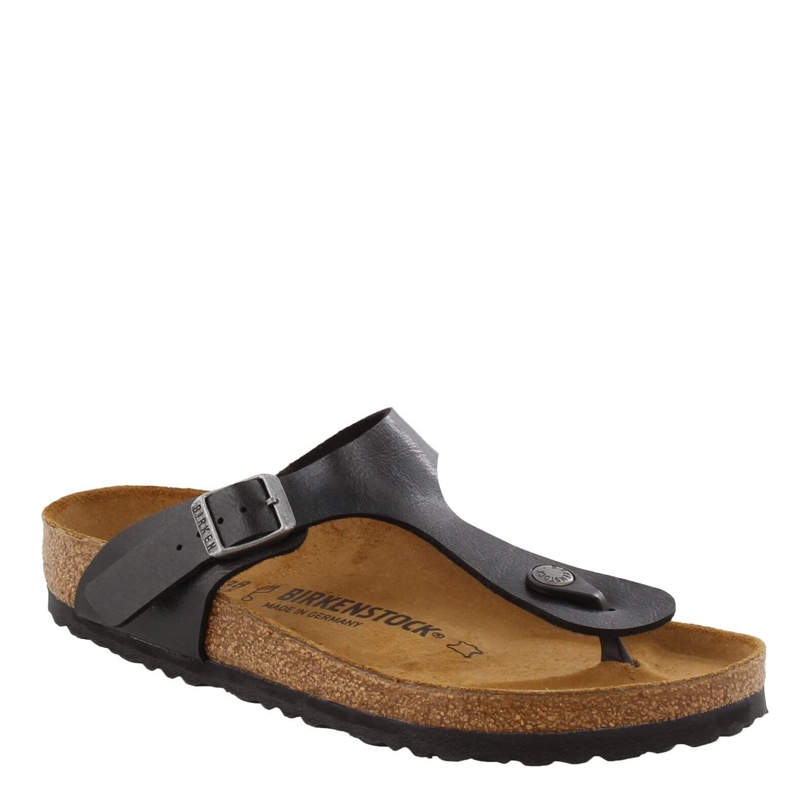 Birkenstock Birkenstock Womens Black Leather Gizeh Sandal EUR 38 US 7 Size US 7 / IT 37 - 1 Thumbnail