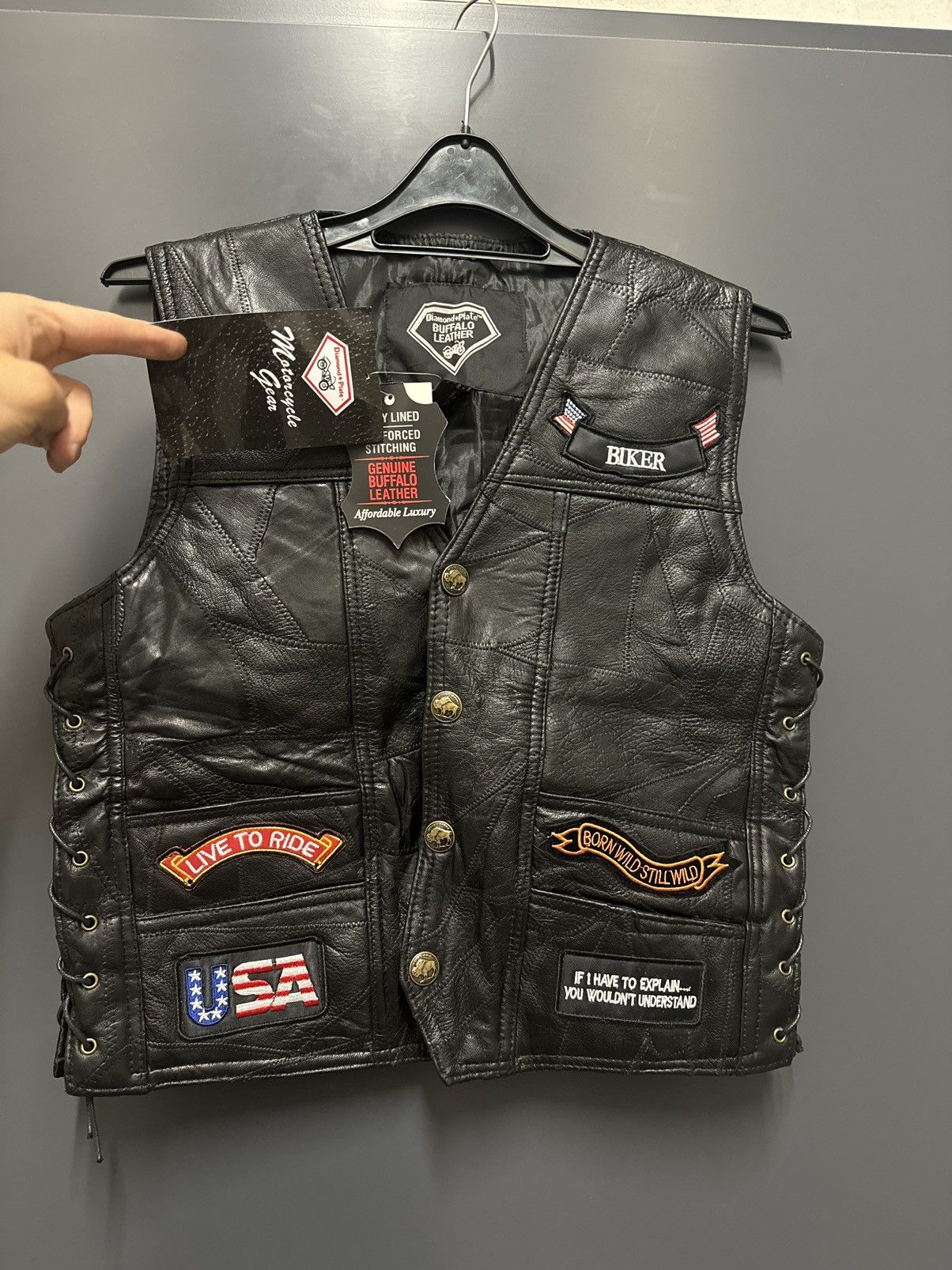 Genuine Leather Real Leather rock rider vest racing harley Size US S / EU 44-46 / 1 - 6 Thumbnail