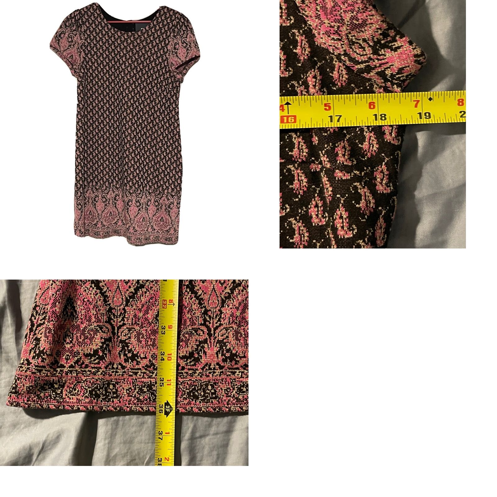 Anthropologie ANTHROPOLOGIE MAEVE Jacquard Metallic Shift Dress Boho L A-Line Knee Length Women Multicolor Size L / US 10 / IT 46 - 8 Thumbnail
