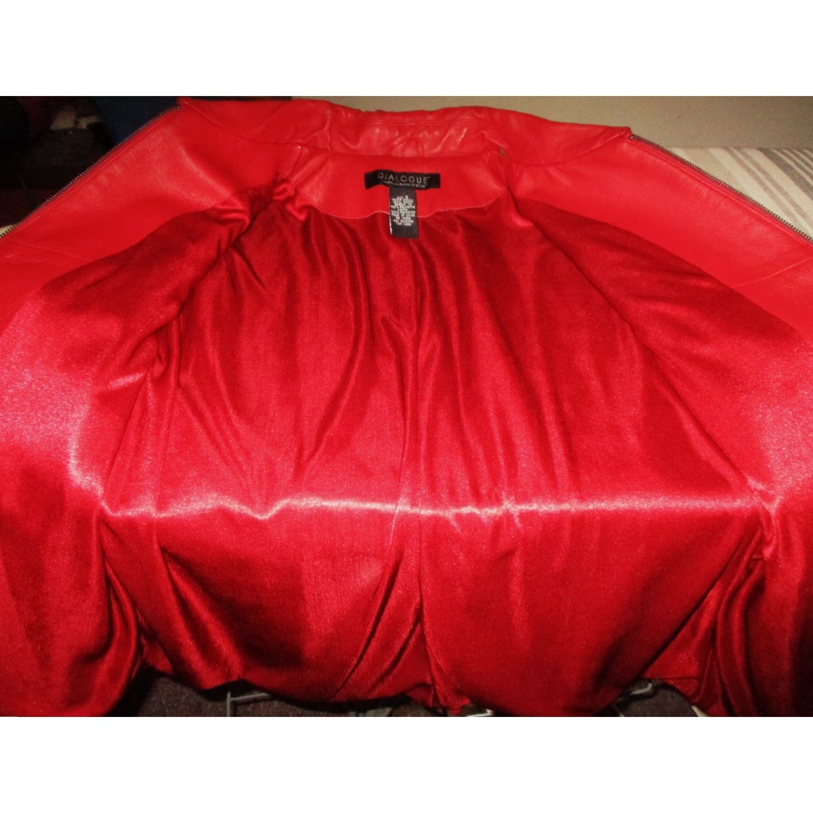 Vintage DIALOGUE Women's Leather Jacket Red Full Zip S NEW Size S / US 4 / IT 40 - 6 Thumbnail