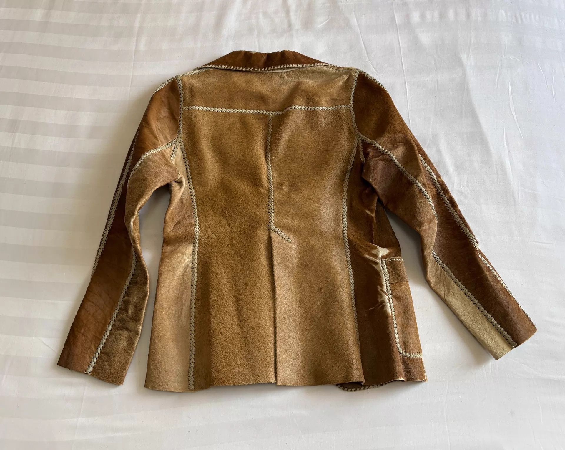 Other Vintage Japanese Strappy-Fur Paneled Leather Blazer Rare Size XS / US 0-2 / IT 36-38 - 6 Thumbnail