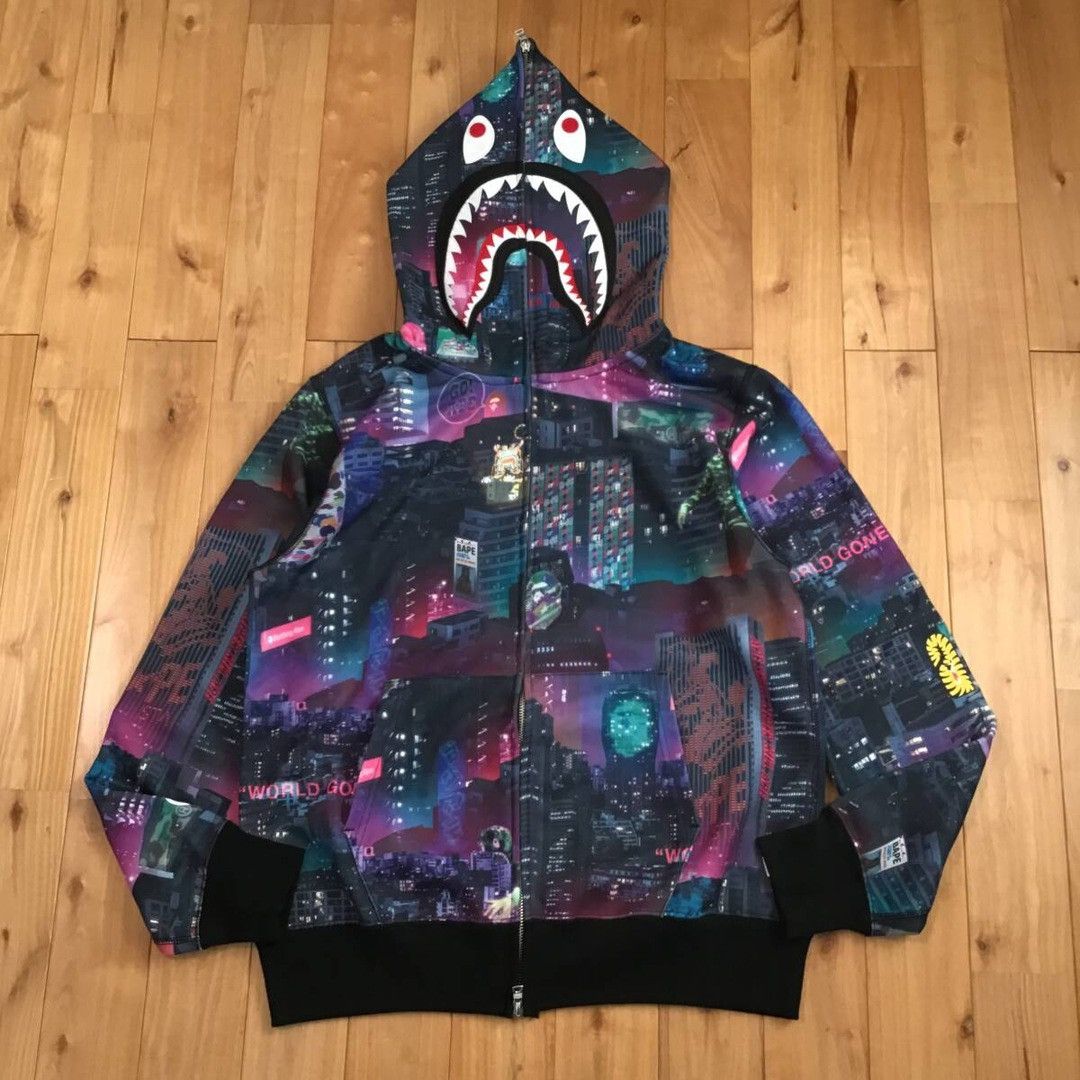 Bape BAPE NEON TOKYO Shark Full Zip Hoodie a bathing ape Size US L / EU 52-54 / 3 - 1 Thumbnail