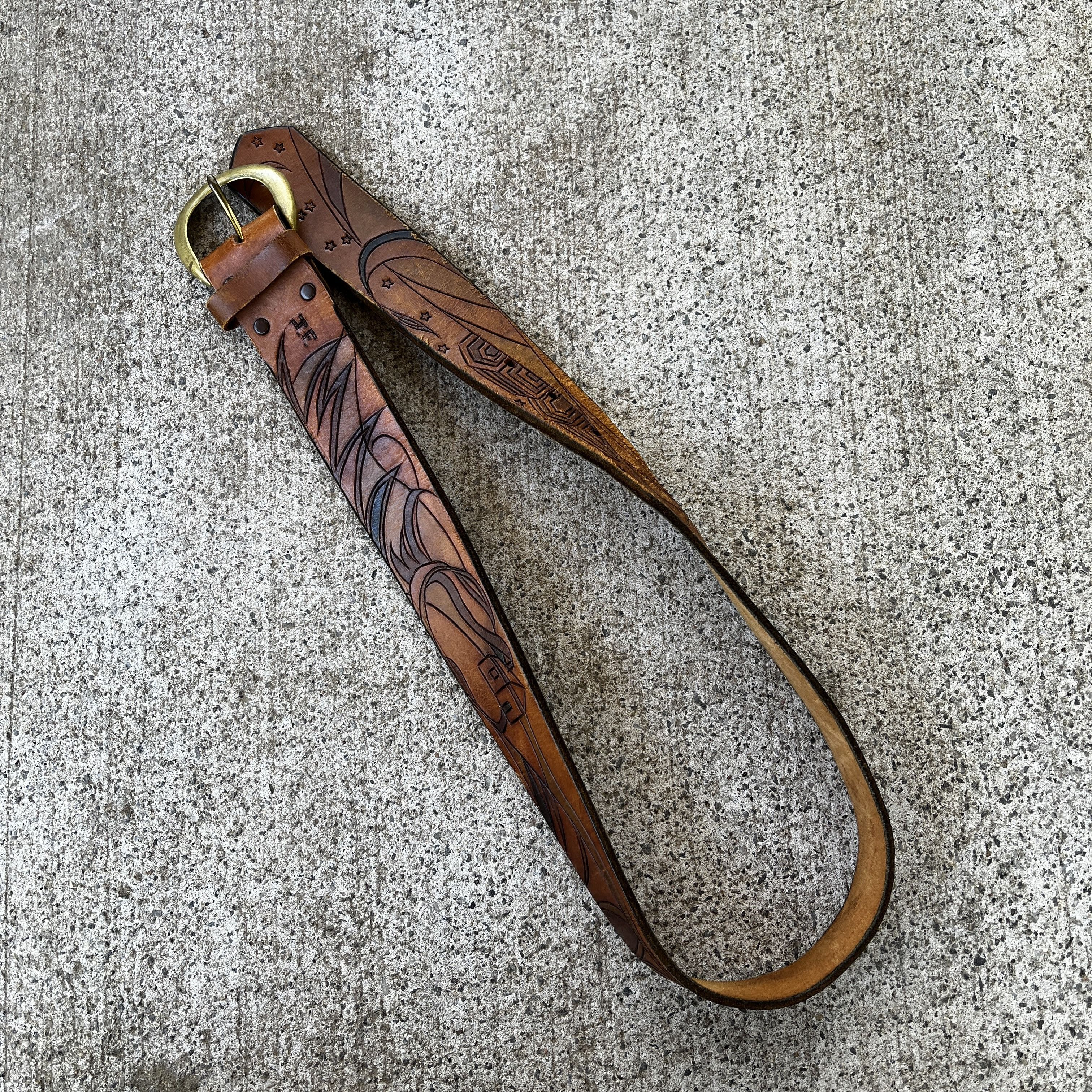[Margesherwood] / ☆ VINTAGE LEATHER BELT / camel BELT - MARGESHERWOOD