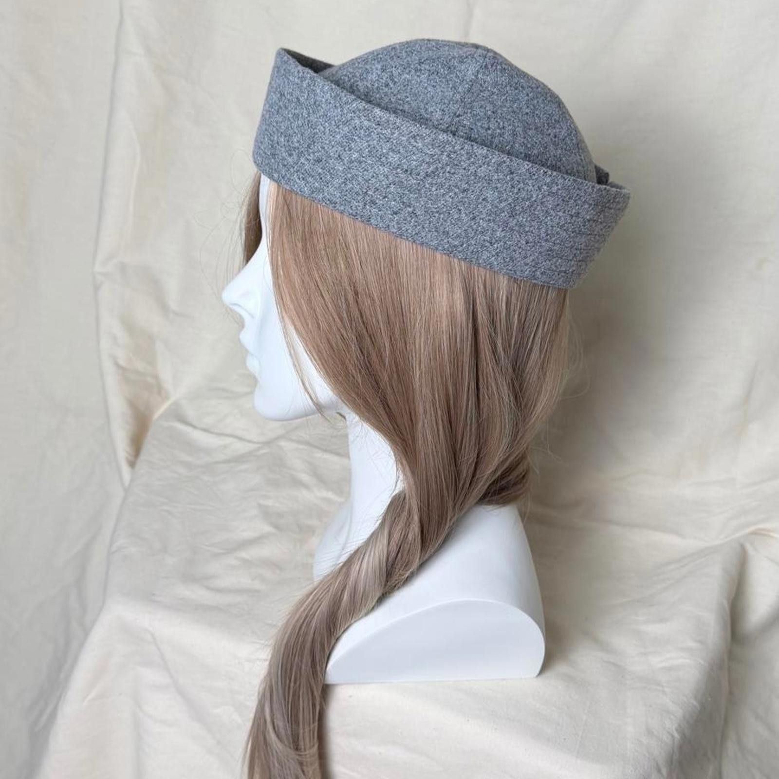 Japanese Brand Grey Wool Eyelet Beret Sailor Hat Y2K French Girl Size ONE SIZE - 5 Thumbnail