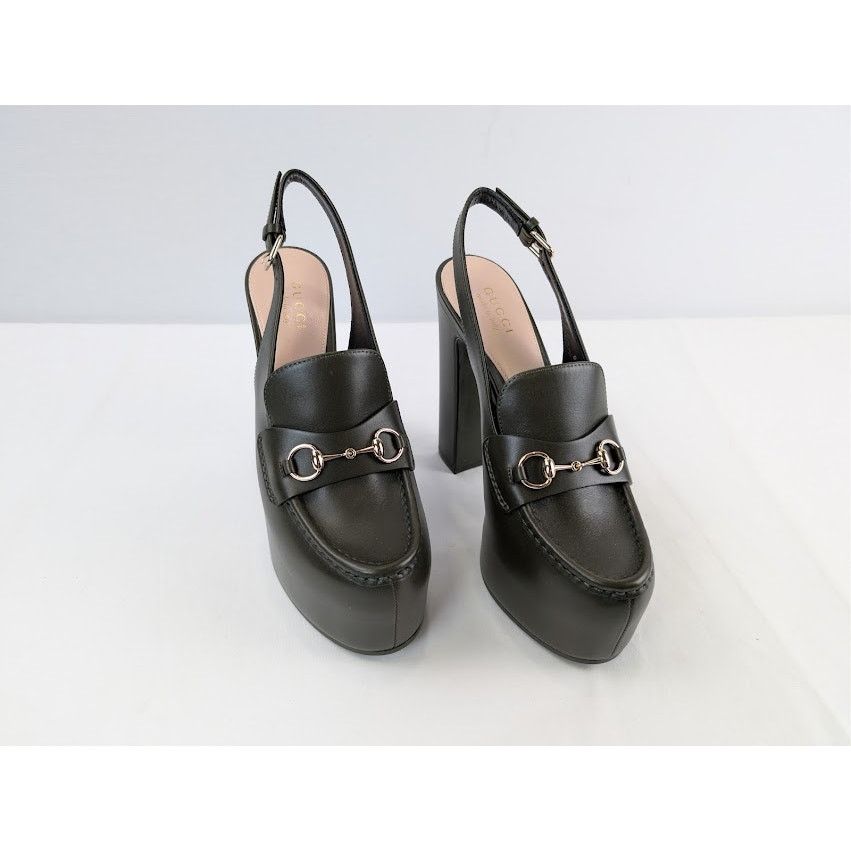 Gucci o1rshd1 Leather Real Platform Loafer Pump Sandal in Green Size US 9 / IT 39 - 6 Thumbnail
