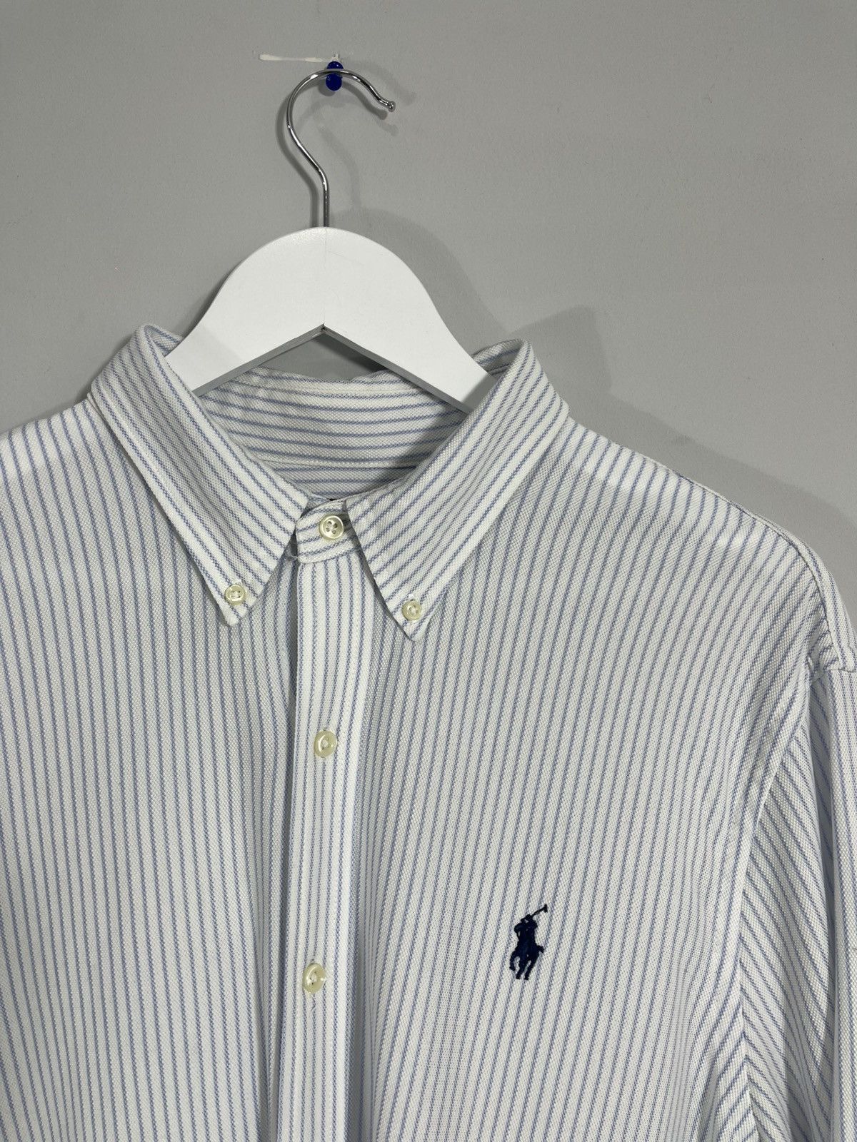 Polo Ralph Lauren Polo Ralph Lauren Knit Oxford White/Blue Striped Shirt Size US XL / EU 56 / 4 - 7 Thumbnail